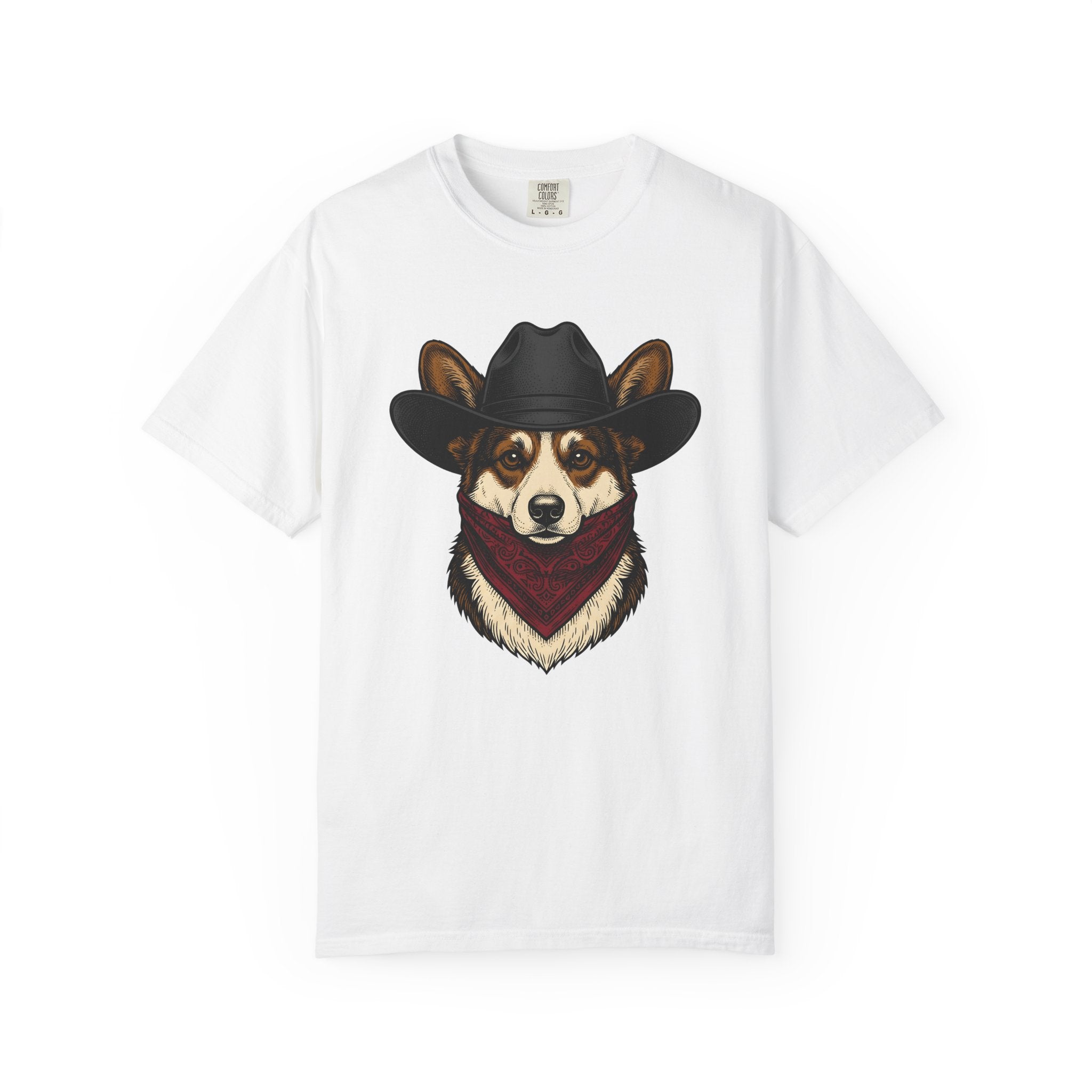 Corgi Cowboy Shirt Dog Western Gift Women Detailed Tee Pembroke Welsh Corgi T-Shirt Dog Fan Realistic Tshirt Rodeo Graphic Vintage Bandana