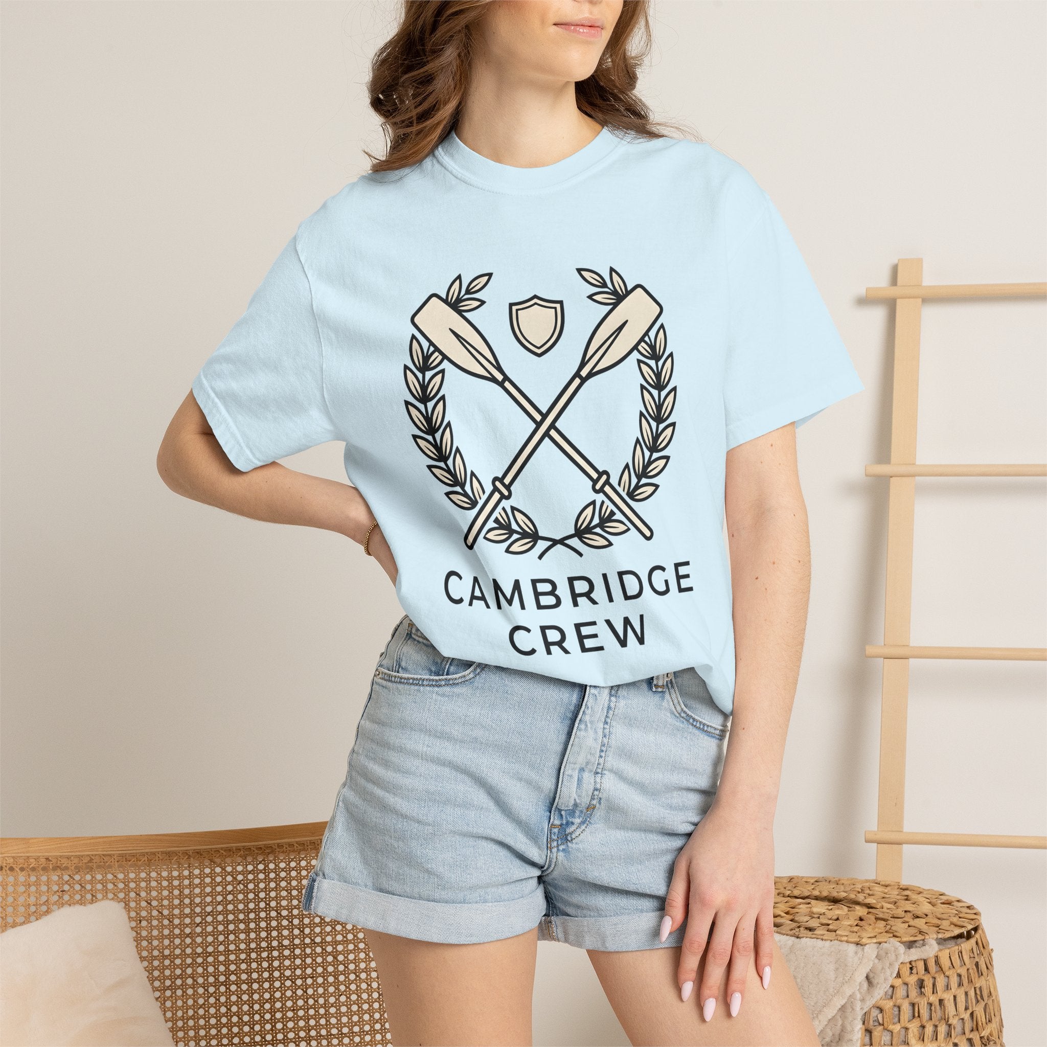 Crossed Paddles Shirt Rowing Squad Gift Women Line Art Tee Oars T-Shirt Rower Enthusiast Illustration Graphic Hand Drawn Wreath Circle