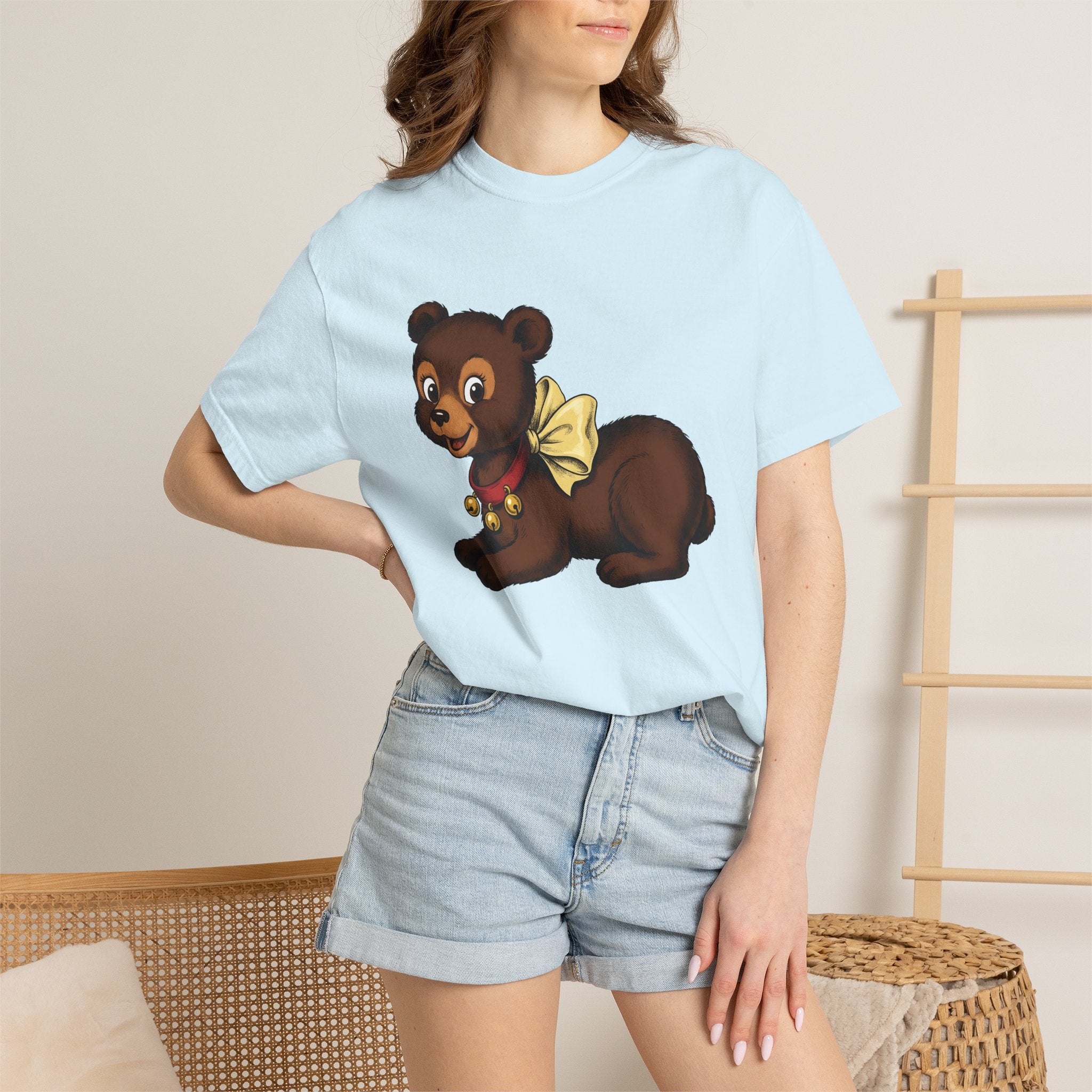 Bear Baby Shirt Animals Sweet Gift Women Animated Tee Cub T-Shirt Wildlife Fan Cartoon Tshirt Cute Graphic Hand Drawn Bowtie Tshirt