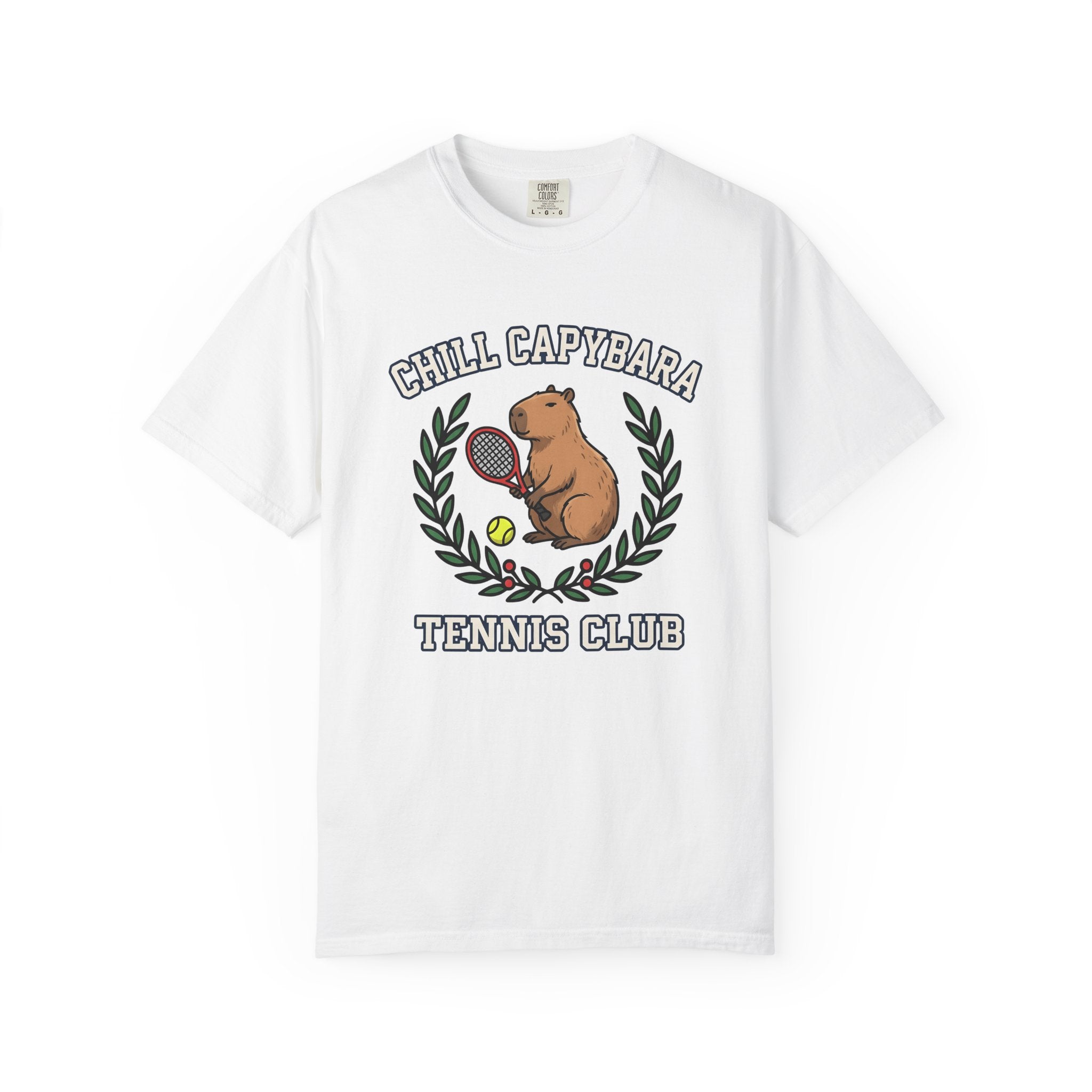 Capybara Tennis Shirt Sports Fauna Gift Women Illustration Tee Rodent T-Shirt Athlete Fan Wildlife Graphic Tshirt Sketch Garland Tshirt