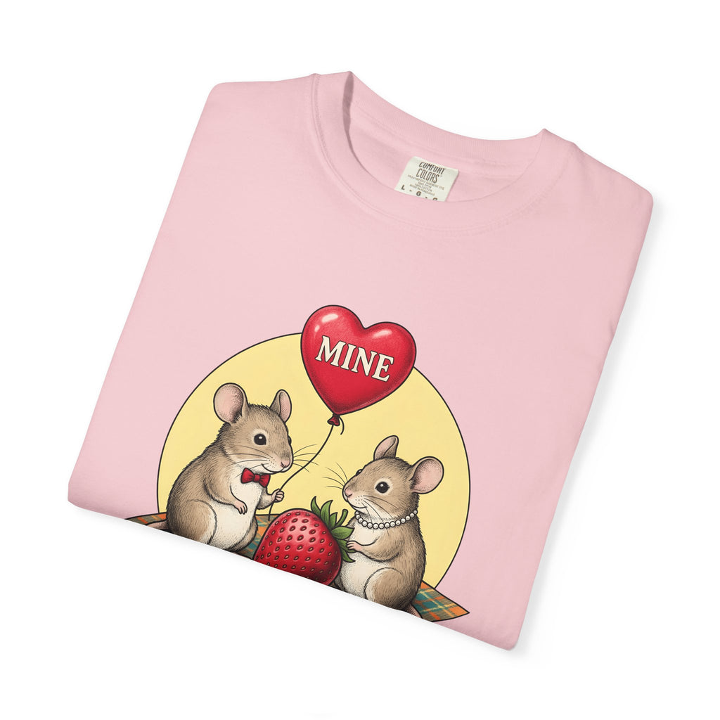 Mouse Pair Shirt St. Valentine's Day Love Gift Women Retro Tee Mice T-Shirt Valentine Fan Vintage Tshirt Romance Graphic Sketch Love Balloon