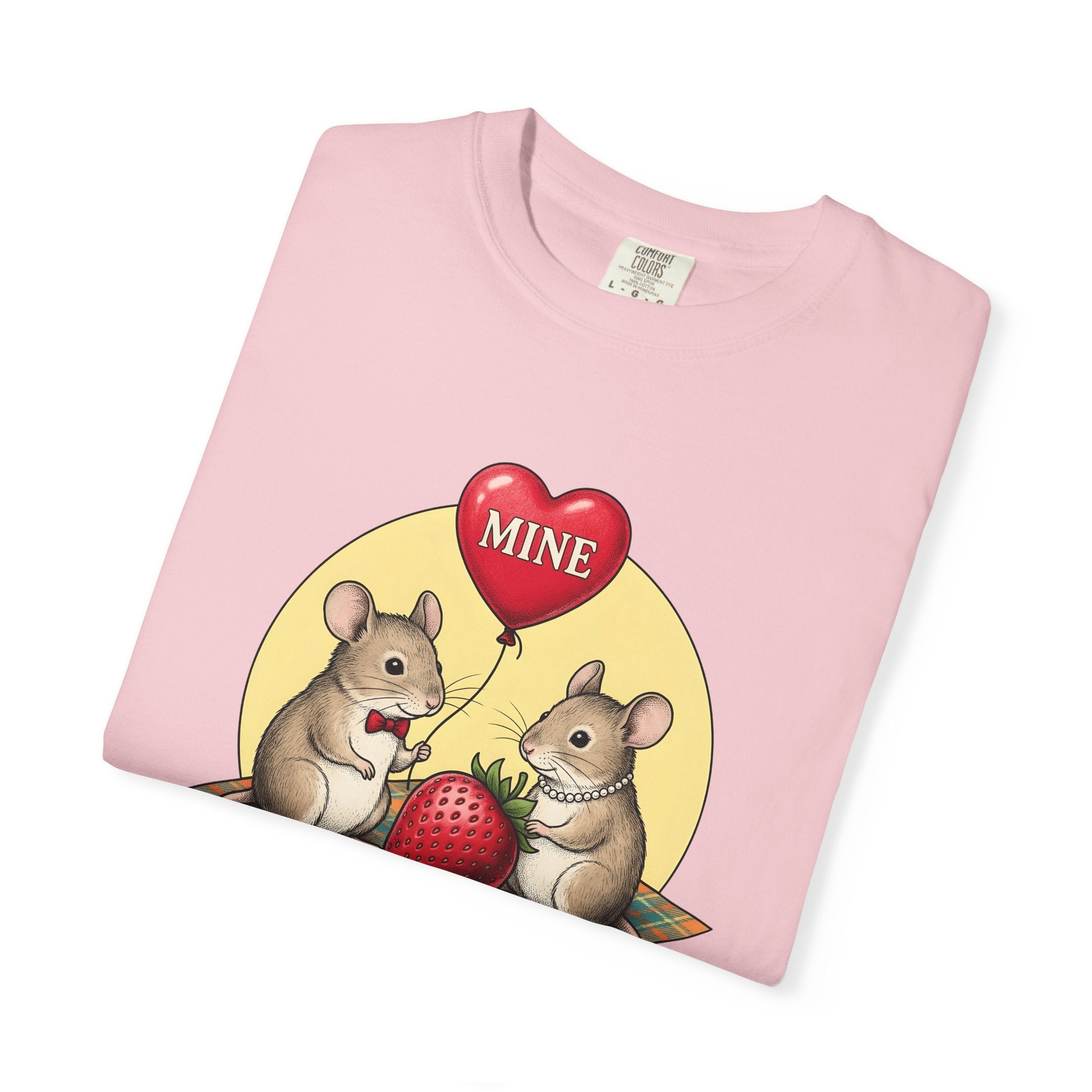 Mouse Pair Shirt St. Valentine's Day Love Gift Women Retro Tee Mice T-Shirt Valentine Fan Vintage Tshirt Romance Graphic Sketch Love Balloon