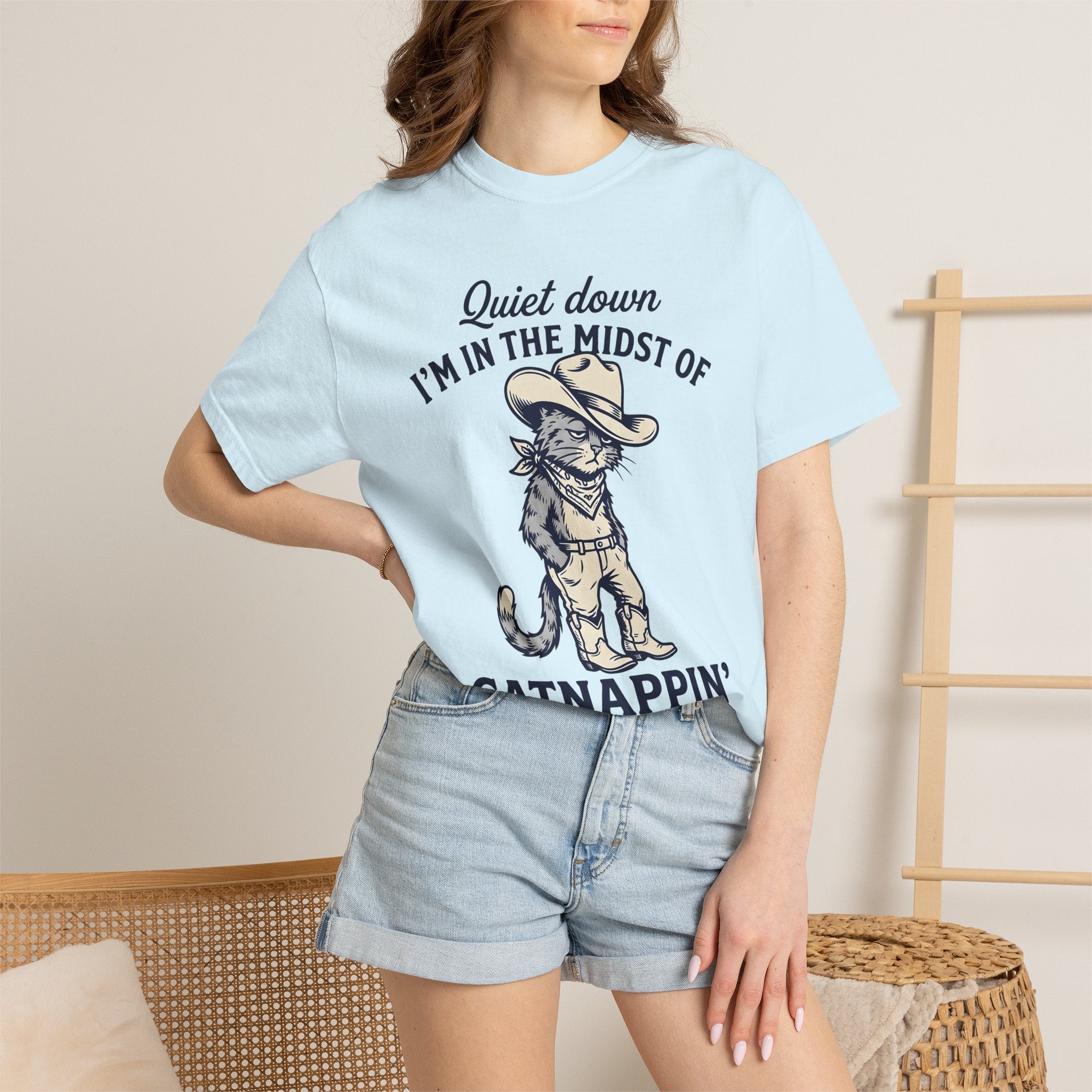 Cat Cowboy Shirt Cat Country Gift Women Animated Tee Kitty T-Shirt Cat Fan Cartoon Tshirt Country Graphic Classic Leather Boots Tshirt