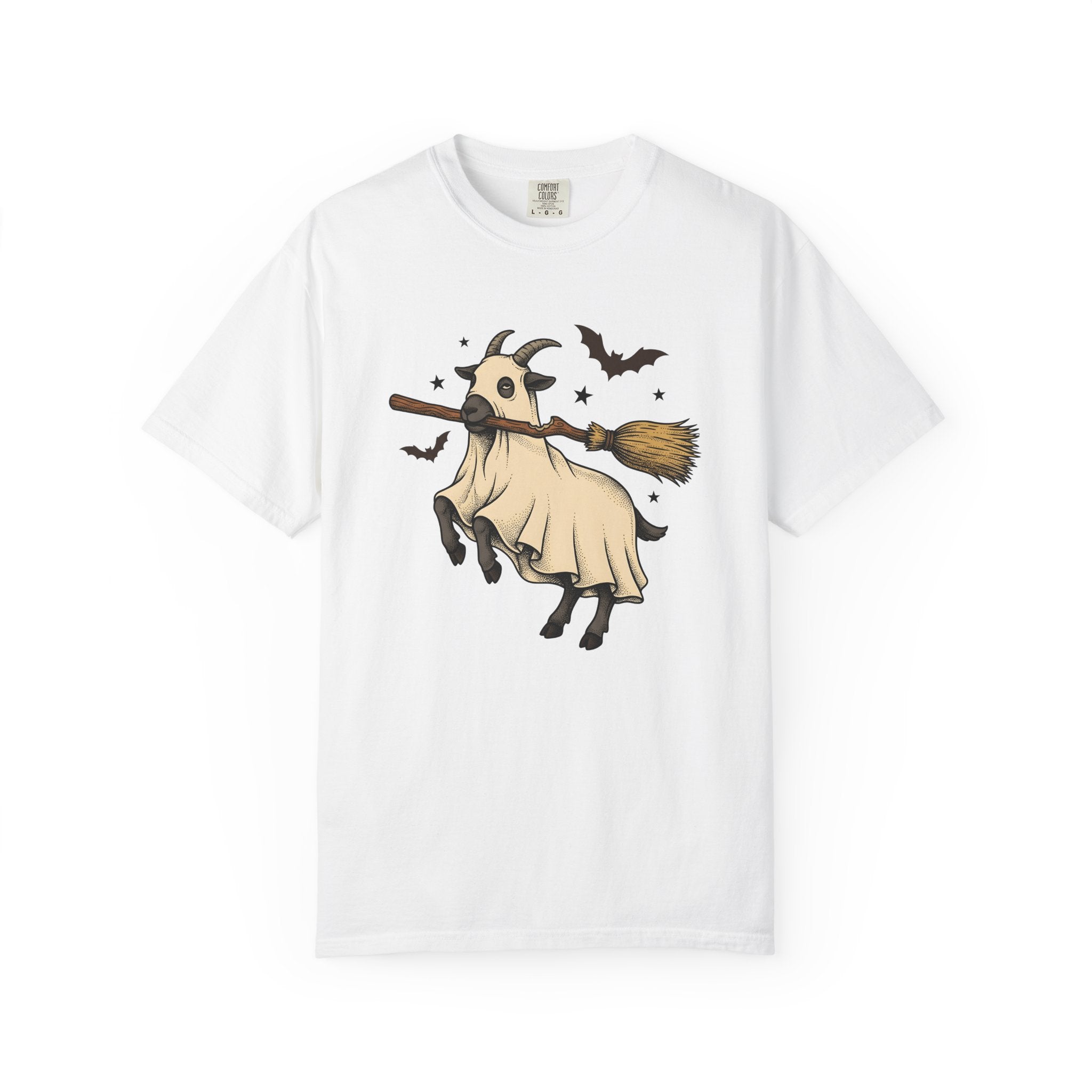 Goat Mask Shirt Halloween Barnyard Gift Women Old School Tee Animal Mask T-Shirt Horror Fan Creepy Tshirt Farm Graphic Pen Illustration