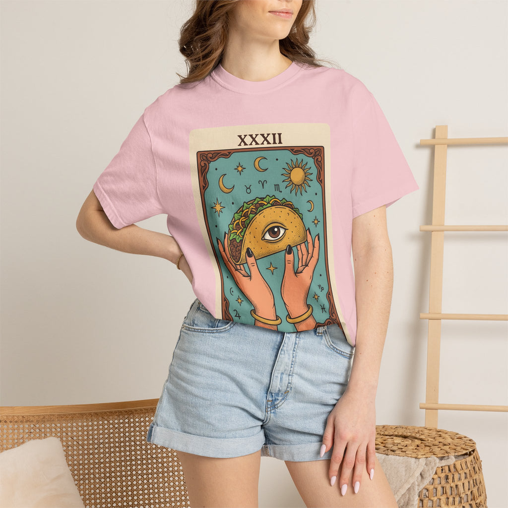 Taco Fortune Card Shirt Funny Meal Gift Women Fantasy Tee Tarot Card T-Shirt Humor Fan Mystical Tshirt Food Graphic Hand Drawn Sunburst