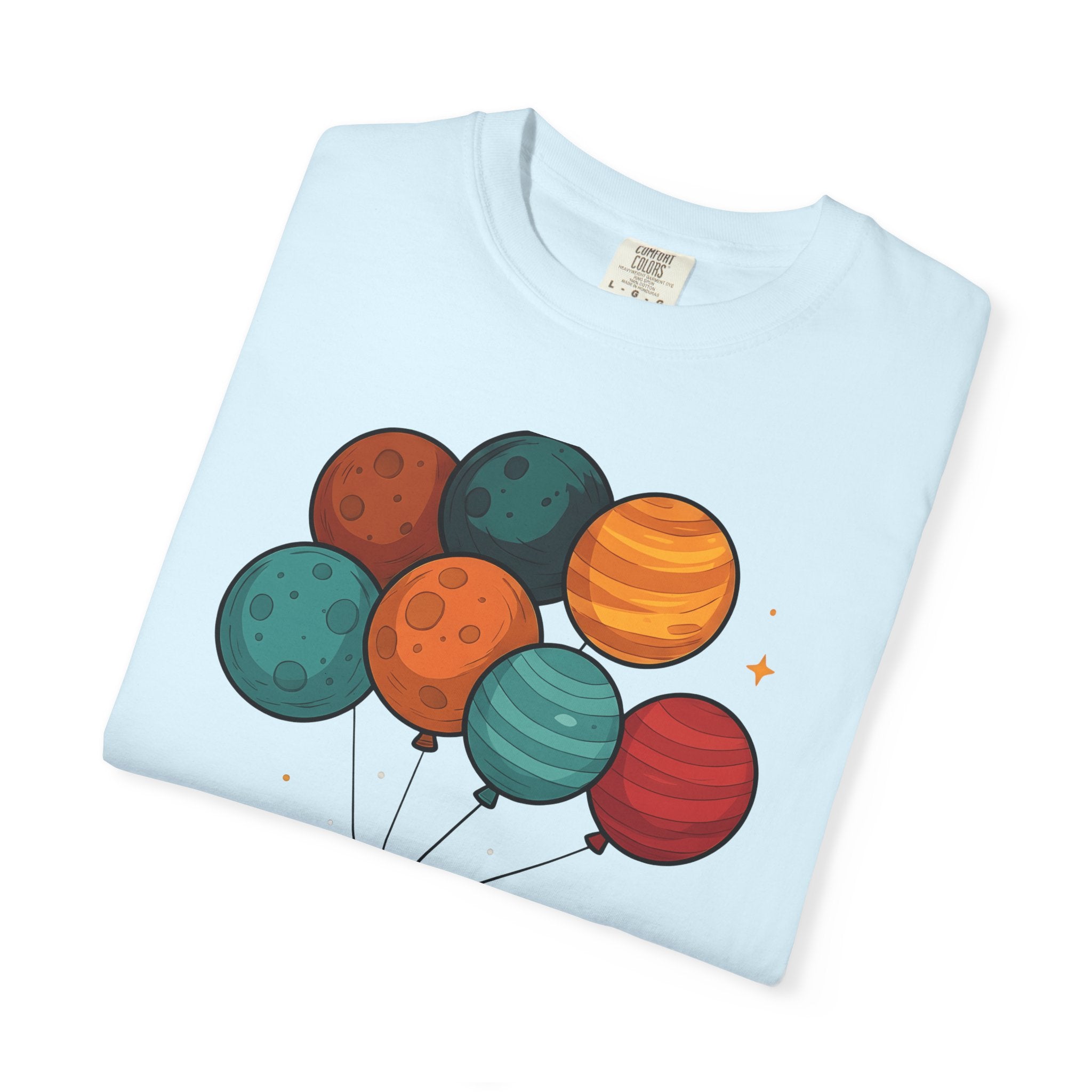 Robots Balloon Shirt Cute Universe Gift Women Anime Tee Bot T-Shirt Kawaii Fan Manga Tshirt Cosmic Graphic Sketch Planets Tshirt