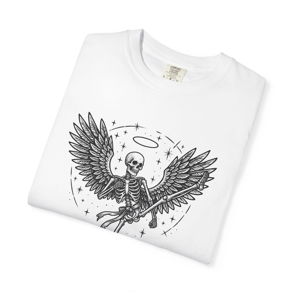 Angel Skull Shirt Sports Combat Gift Women Ink Tee Sugar Skull T-Shirt Athlete Fan Tattoo Tshirt Fighting Graphic Dark Star Shapes Tshirt