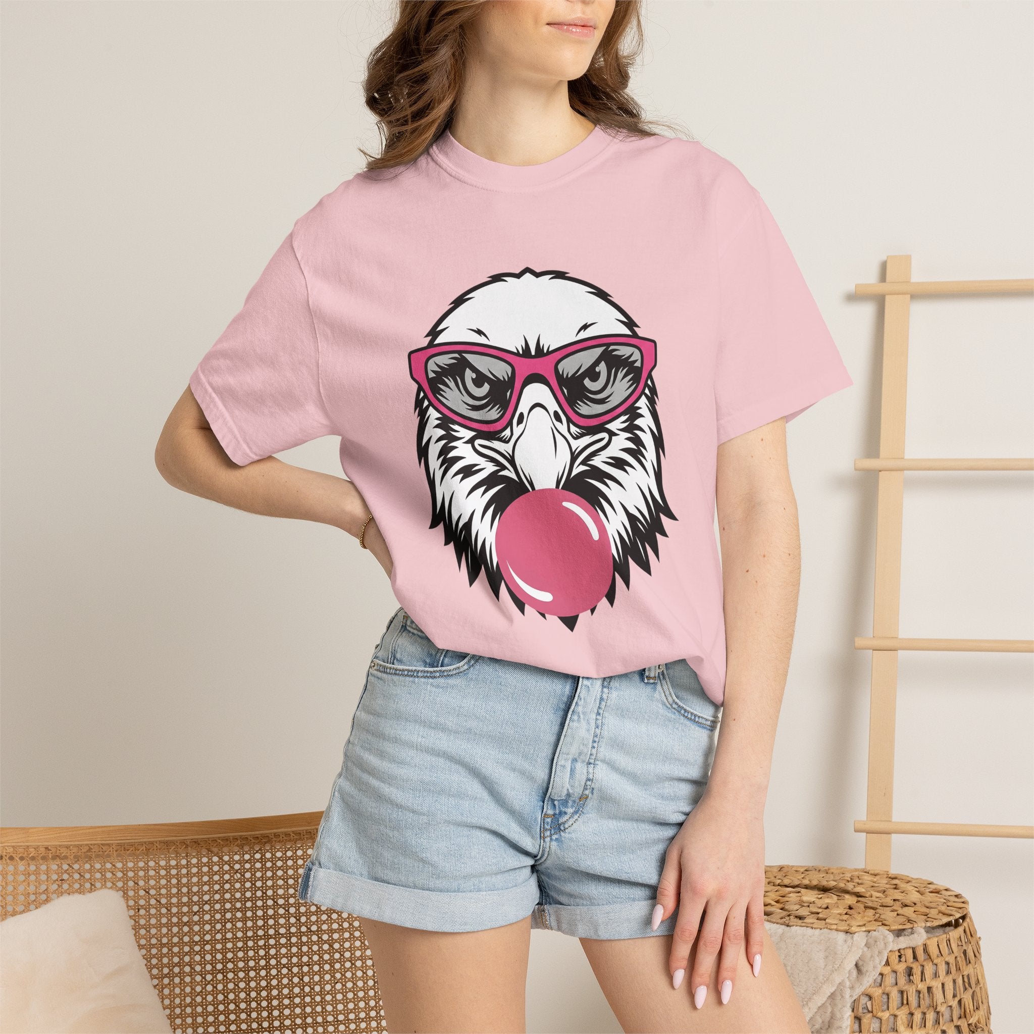 Eagle Goggles Shirt Animals Funny Gift Women Cartoon Tee Bald Eagle T-Shirt Wildlife Fan Toon Tshirt Humor Graphic Sketch Bubble Gum Tshirt