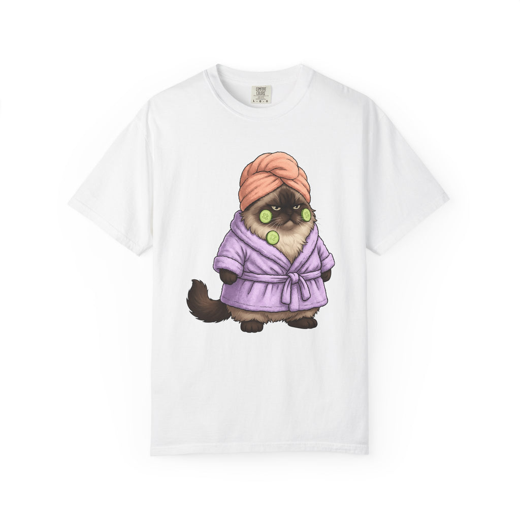 Pampered Cat Shirt Cat Gag Gift Women Animated Tee Kitty T-Shirt Feline Fan Cartoon Tshirt Prank Graphic Manga Bath Wrap Tshirt