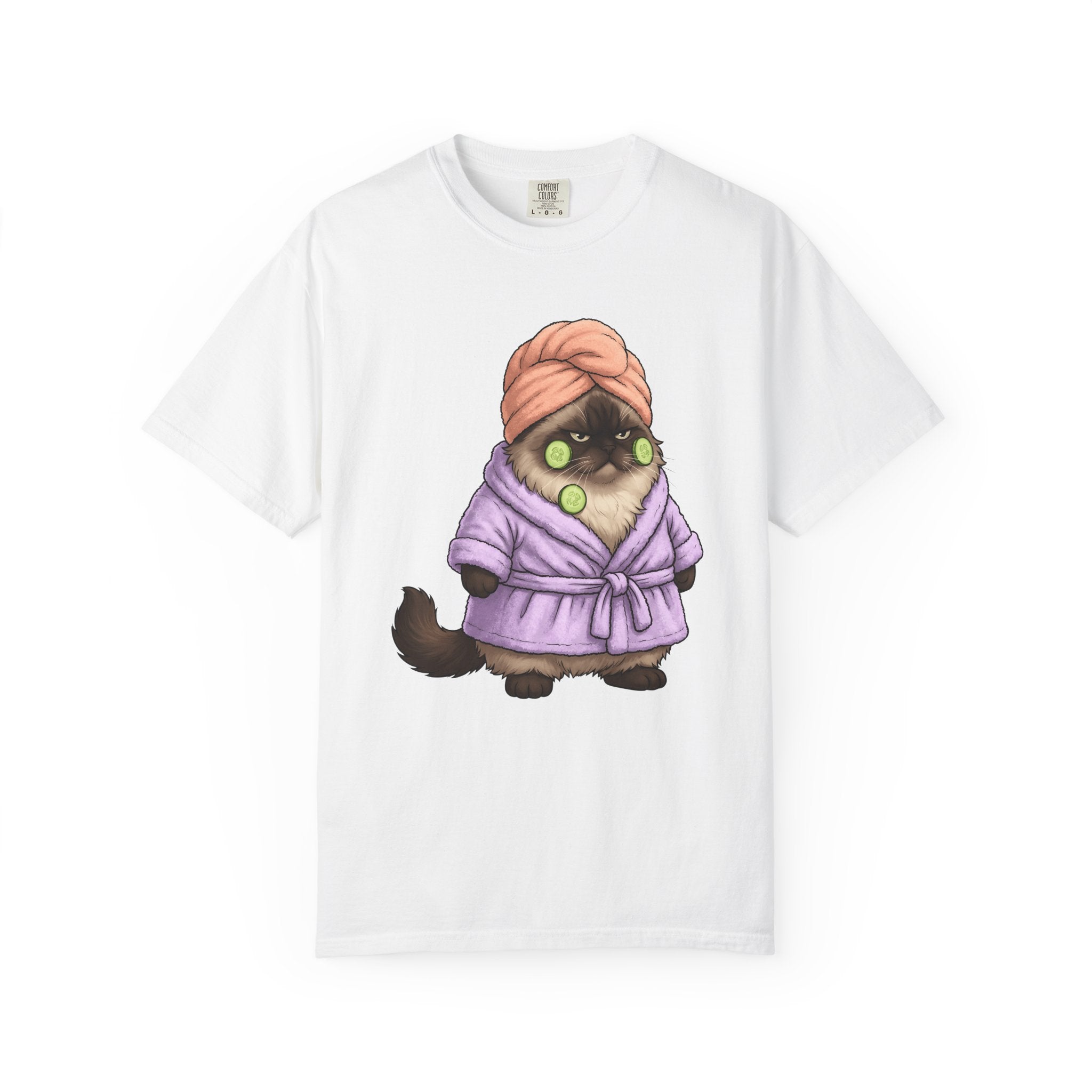 Pampered Cat Shirt Cat Gag Gift Women Animated Tee Kitty T-Shirt Feline Fan Cartoon Tshirt Prank Graphic Manga Bath Wrap Tshirt