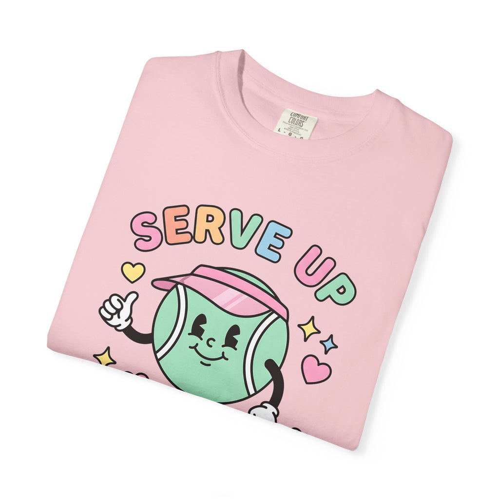 Tennis Ball Mascot Shirt Sports Inspiration Gift Women Chibi Tee Tennis Ball T-Shirt Athlete Fan Cartoon Tshirt Motivational Graphic Old
