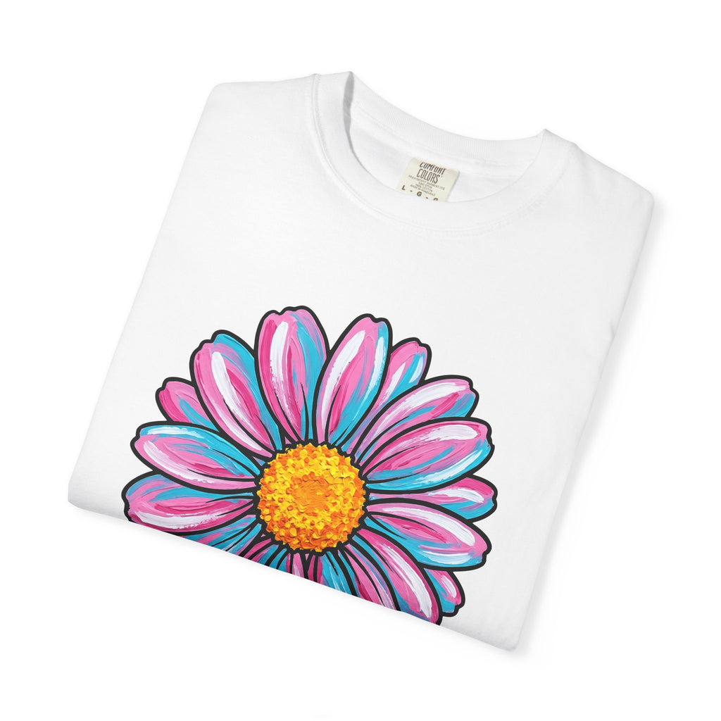 Daisy Blossom Shirt Easter Garden Gift Women Bright Tee Flower T-Shirt Spring Fan Floral Tshirt Yard Graphic Ink Drawing Petal Detail Tshirt