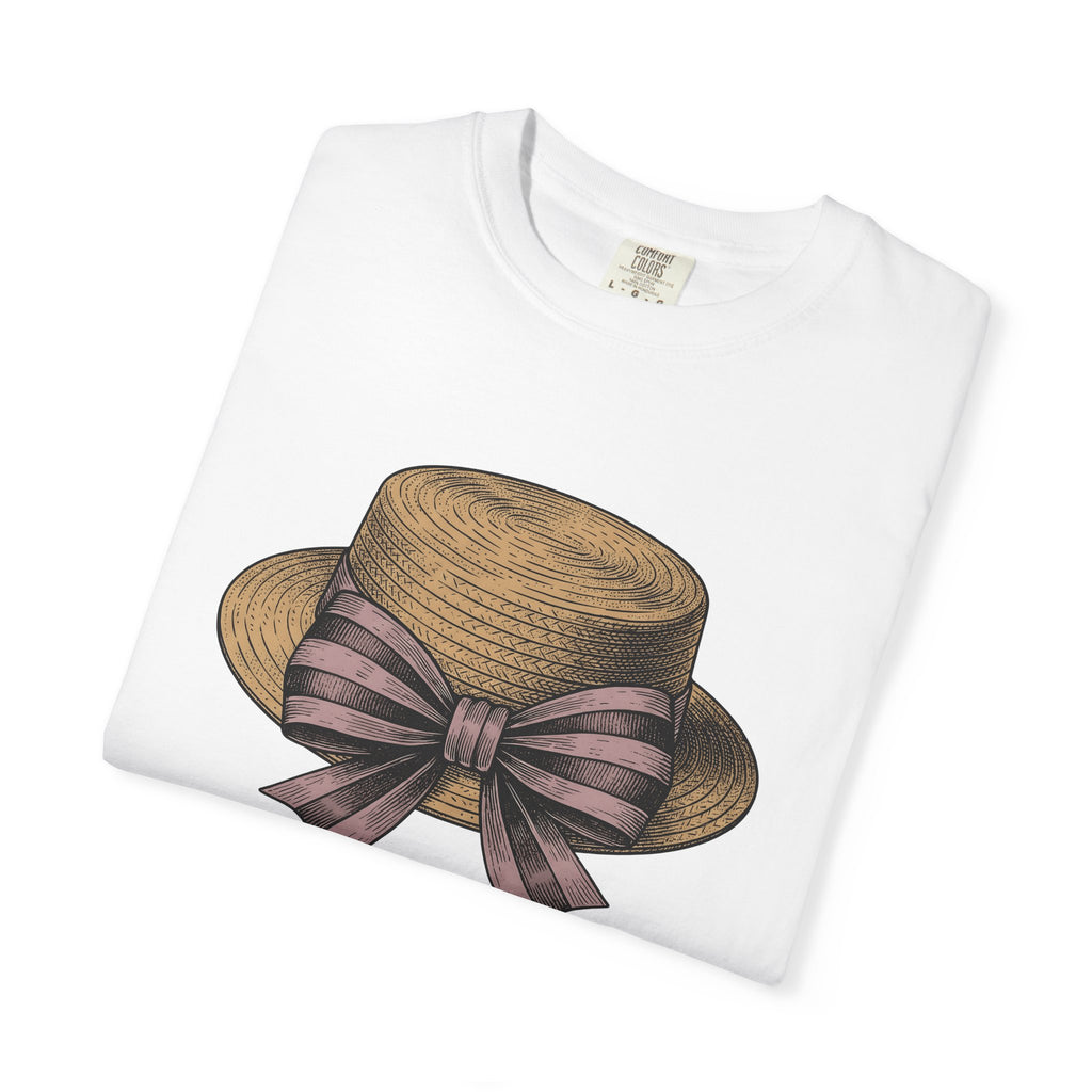 Summer Hat Shirt Easter Outfit Gift Women Farmhouse Tee Sunhat T-Shirt Easter Fan Rustic Tshirt Clothing Graphic Cartoon Sash Tshirt