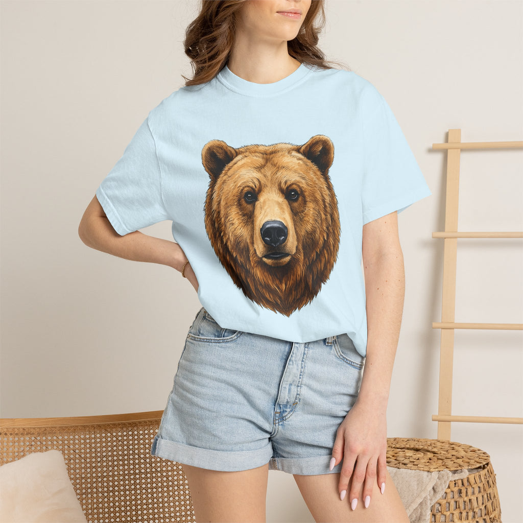 Bear Head Shirt Animals Fauna Gift Women Lifelike Tee Ursine T-Shirt Wildlife Fan Realistic Tshirt Wildlife Graphic Retro Creature Portrait