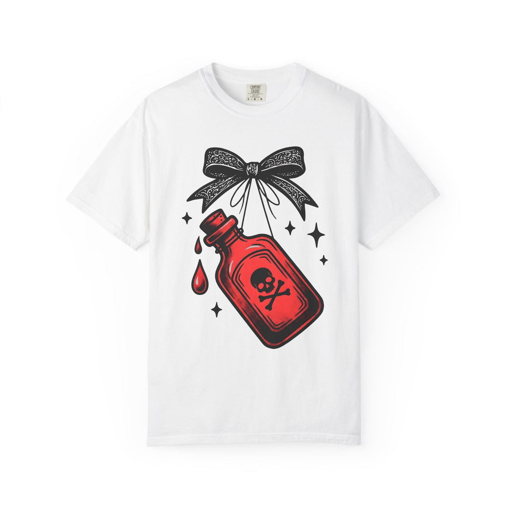 Venom Container Shirt Boho Chic Fall Gift Women Dark Tee Poison Bottle T-Shirt Bohemian Fan Gothic Tshirt Autumn Graphic Distressed Knot