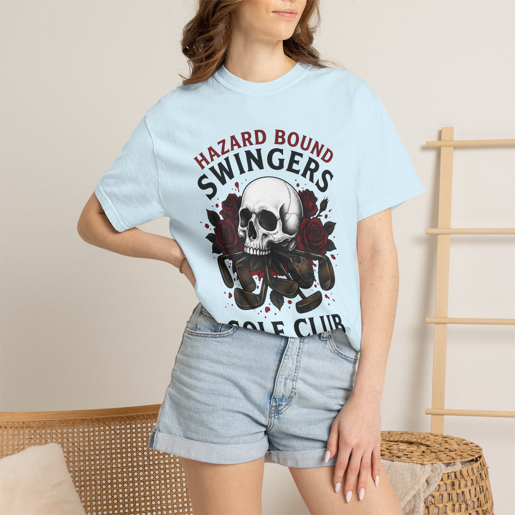 Skull Rose Golf Clubs Shirt Golf Fun Gift Women Illustrative Tee Golf Clubs T-Shirt Golfer Enthusiast Graphic Design Funny Graphic Old