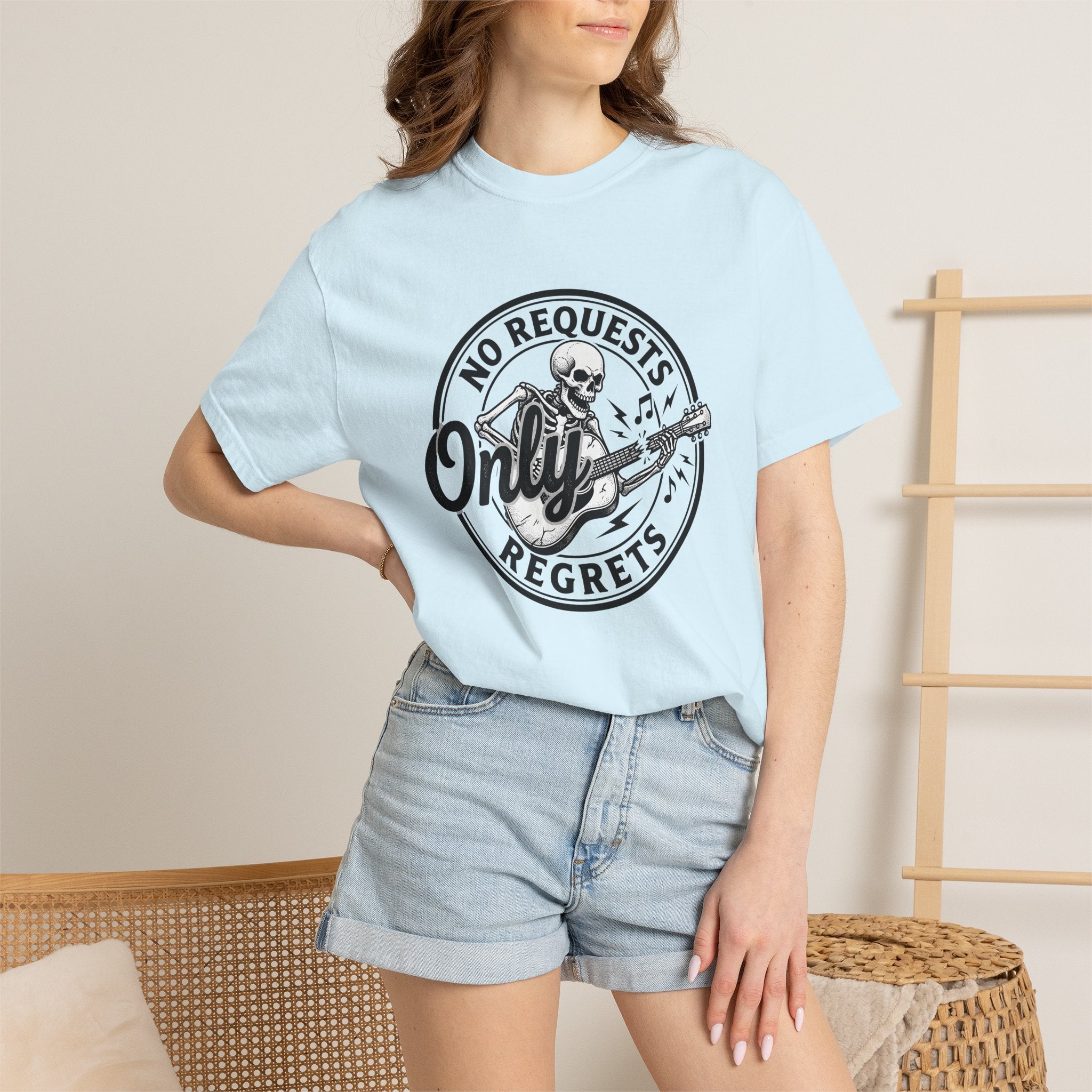 Skeleton Guitar Shirt Funny Melody Gift Women Classic Tee Guitar T-Shirt Humor Fan Vintage Tshirt Harmony Graphic Doodle Music Symbols