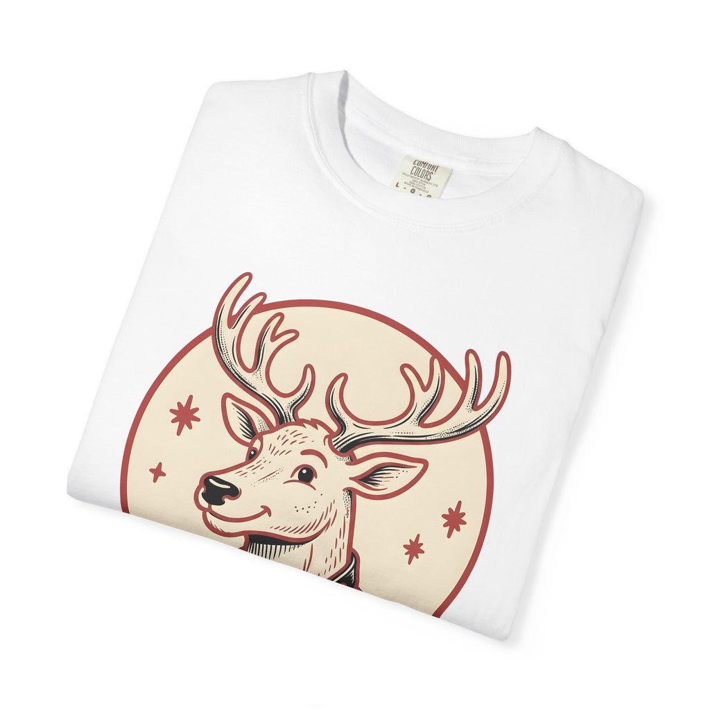 Reindeer Illustration Shirt Christmas Wildlife Gift Women Retro Tee Caribou T-Shirt Xmas Fan Vintage Tshirt Animal Graphic Sketch Jingle