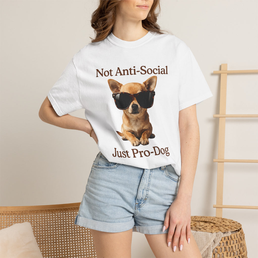 Chihuahua Sunnies Shirt Dog Jokes Gift Women Natural Tee Puppy T-Shirt Dog Fan Realistic Tshirt Humor Graphic Classic Spectacles Tshirt
