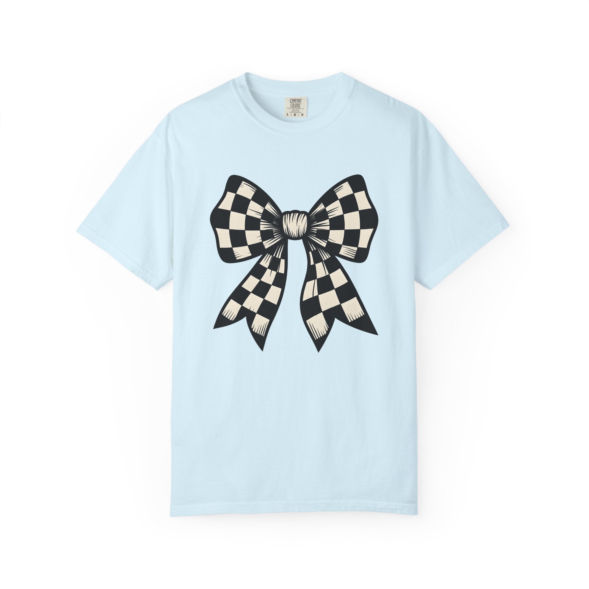 Checkered Bow Shirt Bow Fashion Gift Women Bold Graphic Tee Plaid Bow T-Shirt Bow Fan Graphic Tshirt Style Illustration Retro Ribbon Tshirt