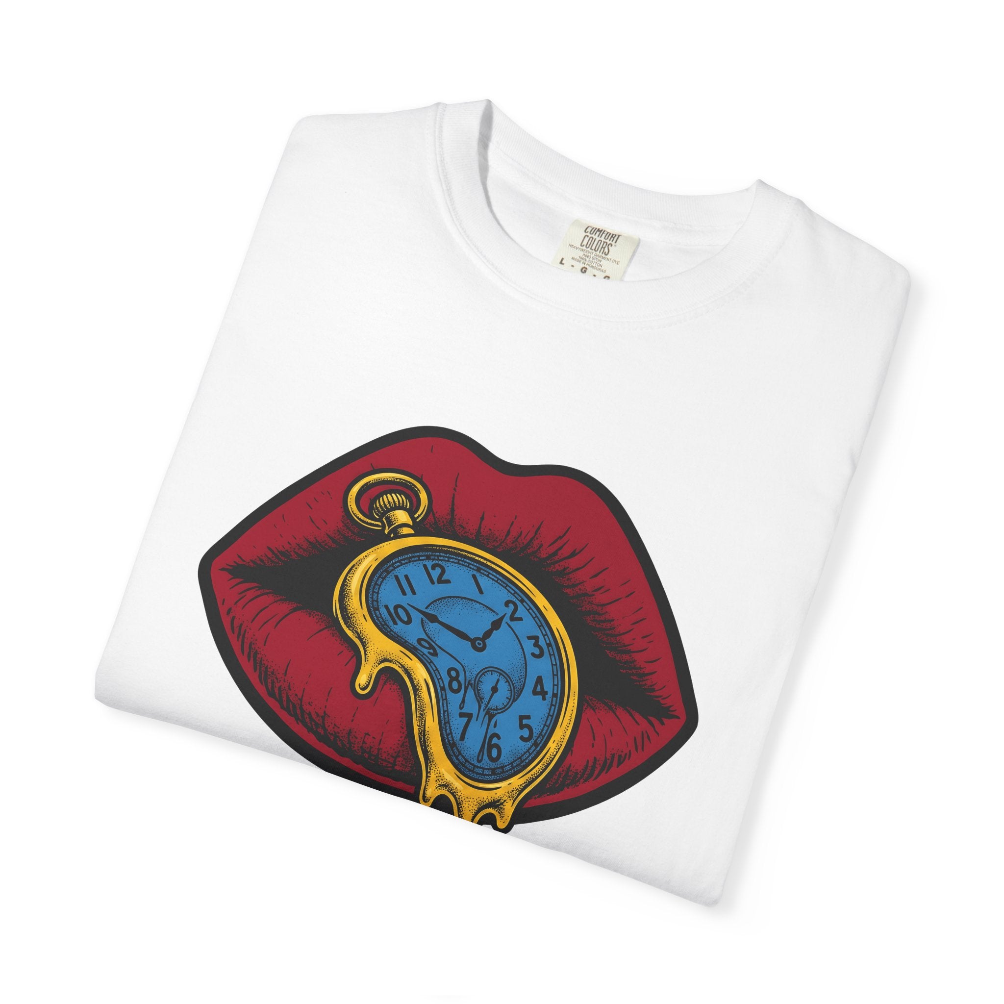 Melting Clock Lips Shirt Surreal Fashion Gift Women Pop Art Tee Timepiece T-Shirt Surrealist Fan Pop Culture Tshirt Style Graphic Vintage