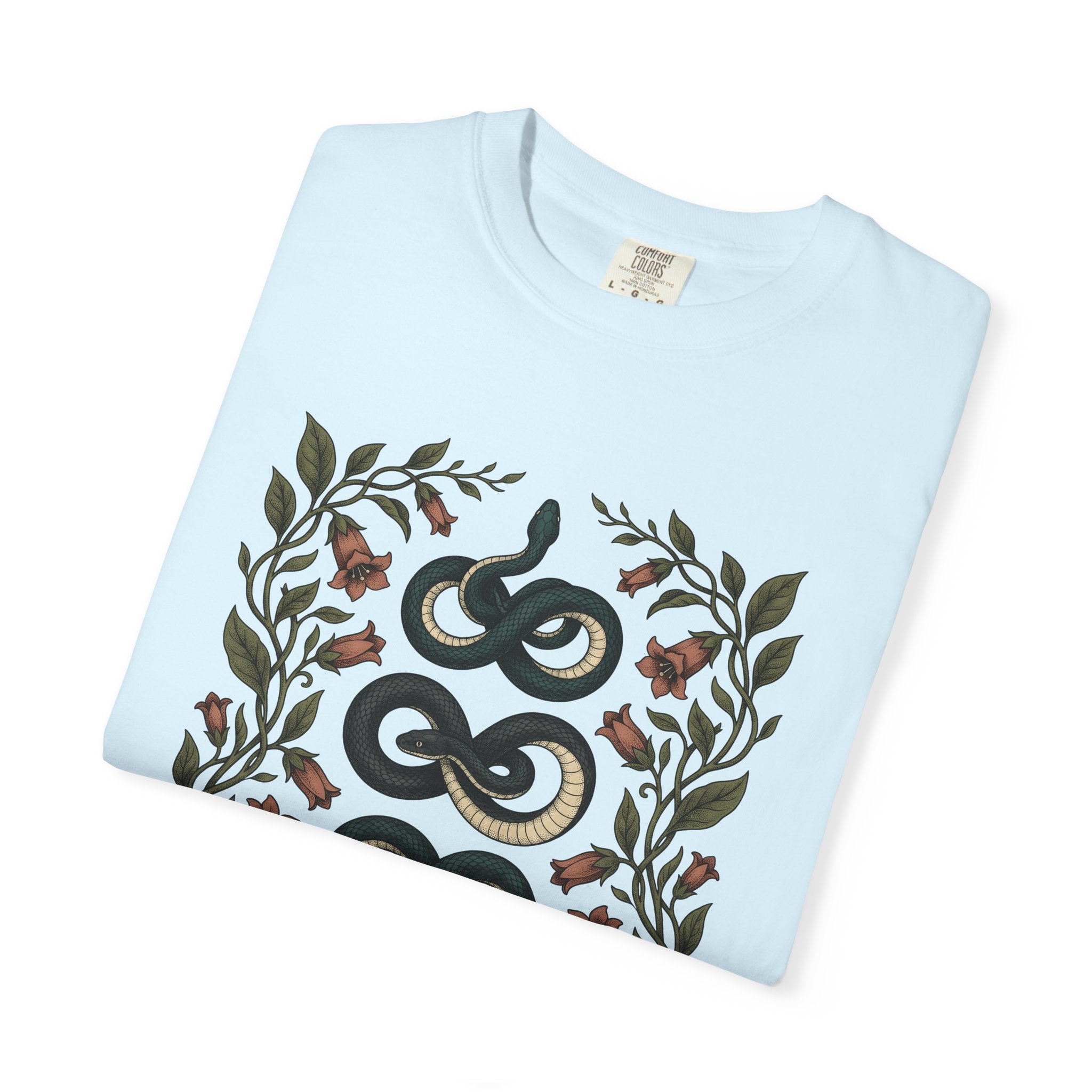 Serpent Flower Shirt Animals & Flowers Outdoors Gift Women Floral Tee Snake Flower T-Shirt Wildlife Fan Botanical Tshirt Nature Graphic