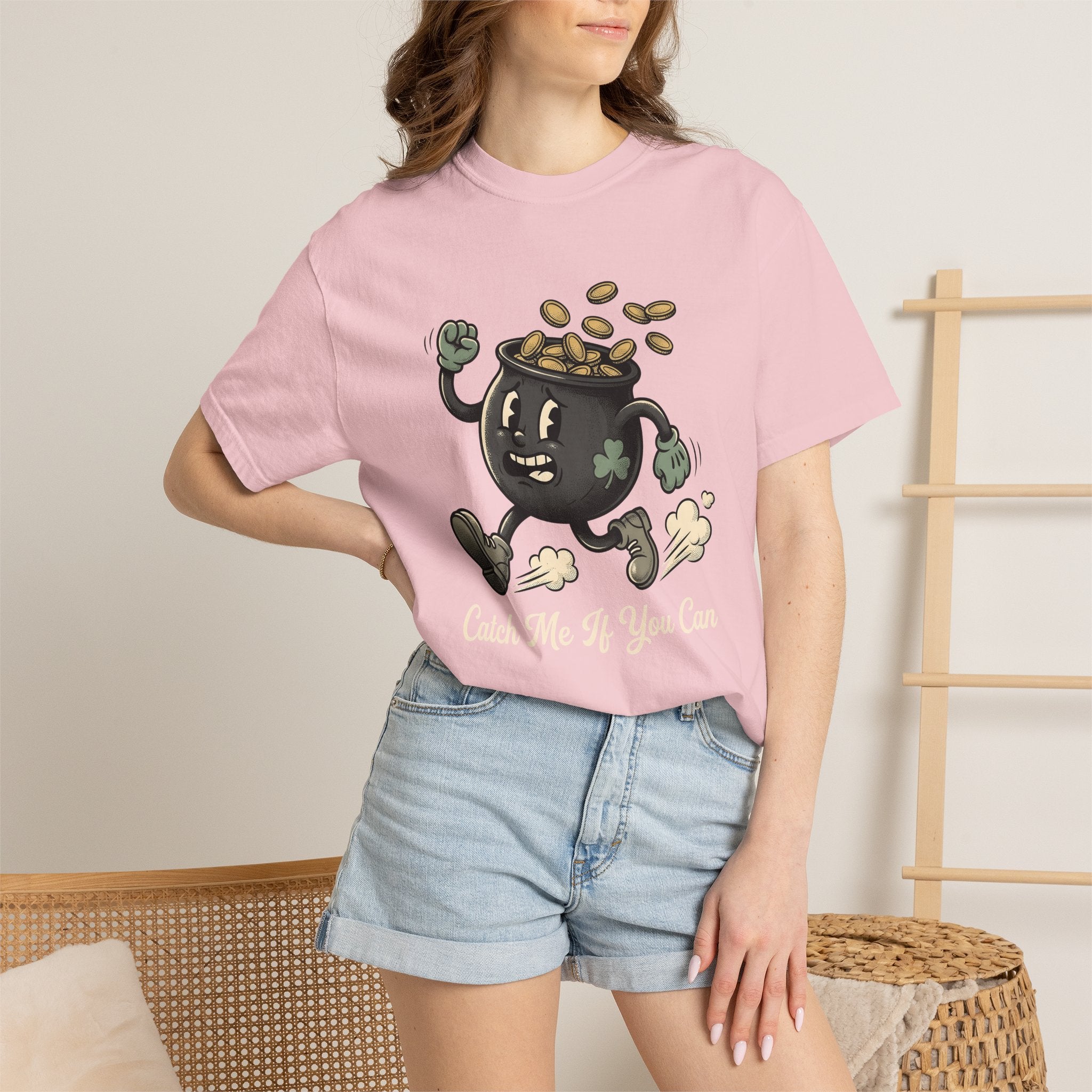 Pot Gold Character Shirt St Patrick's Day Irish Gift Women Cartoon Tee Leprechaun T-Shirt St Patricks Fan Comic Tshirt Celtic Graphic