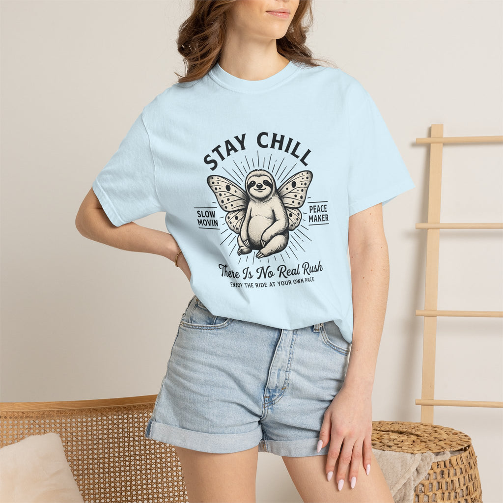 Sloth Flutter Shirt Sloth Fauna Gift Women Cartoon Tee Sloth T-Shirt Sloth Fan Cartoon Tshirt Wildlife Graphic Hand Sketch Wing Shape Tshirt