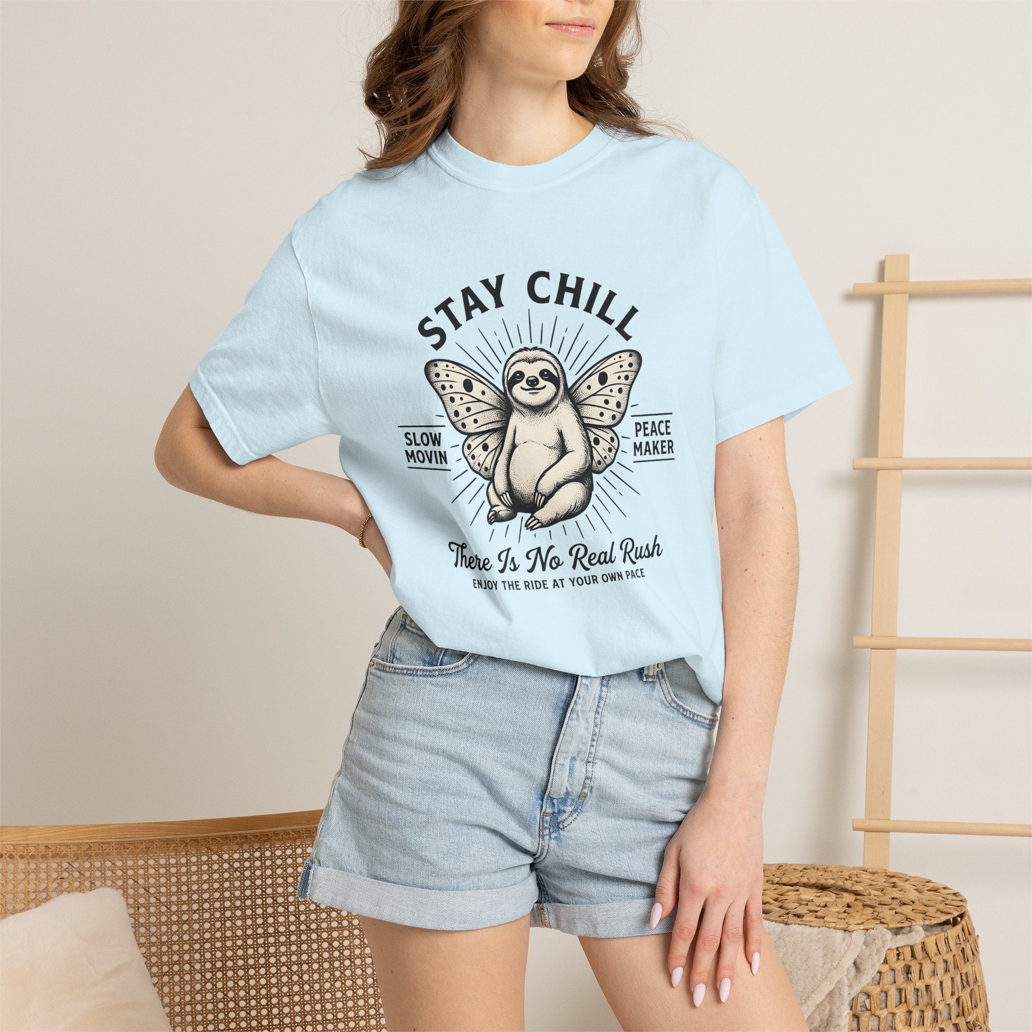 Sloth Flutter Shirt Sloth Fauna Gift Women Cartoon Tee Sloth T-Shirt Sloth Fan Cartoon Tshirt Wildlife Graphic Hand Sketch Wing Shape Tshirt
