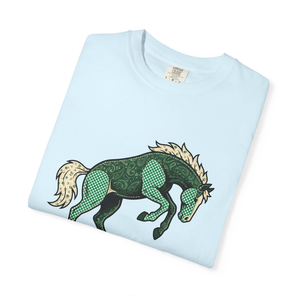 Spotted Horse Shirt St Patrick's Day Horse Gift Women Rustic Tee Pinto T-Shirt St Patricks Fan Vintage Tshirt Equine Graphic Retro Clover