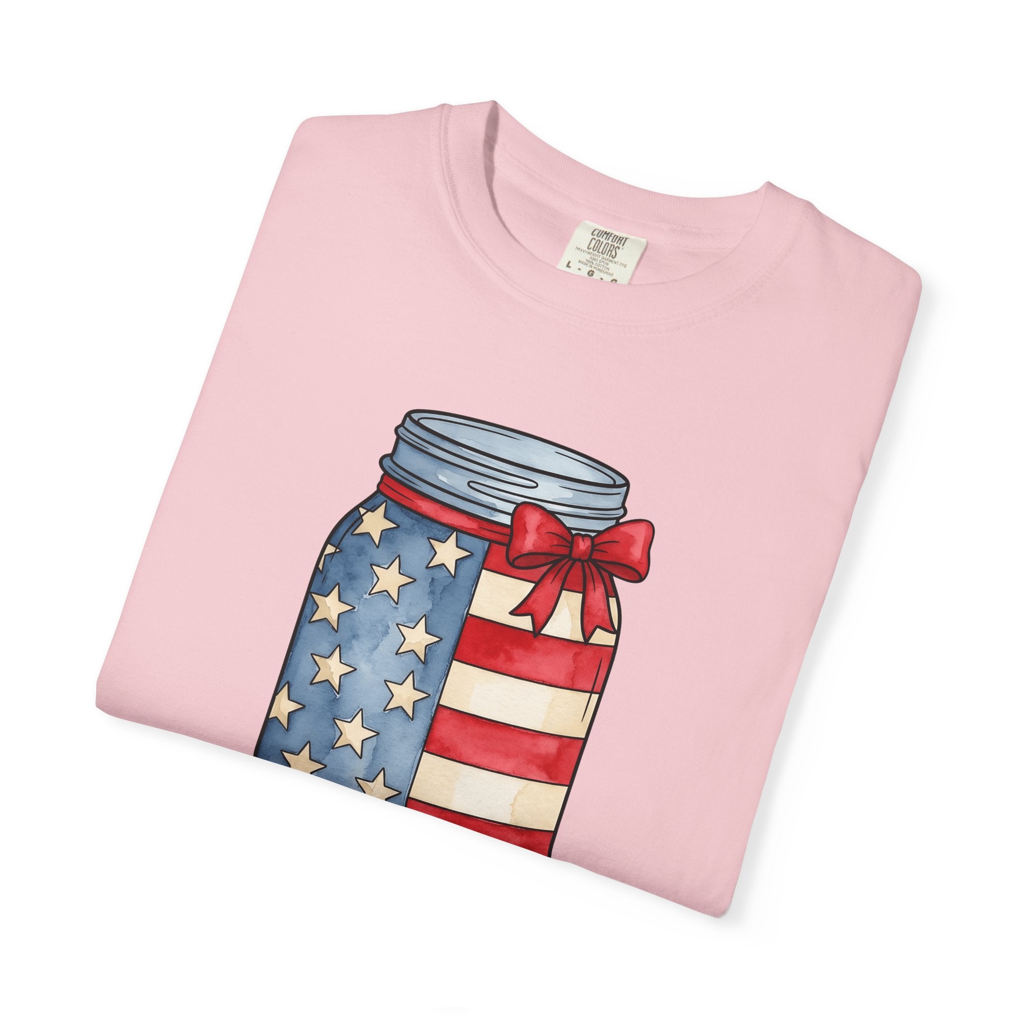 Flag Mason Jar Shirt 4th Of July Freedom Gift Women Gouache Tee Mason Jar T-Shirt Independence Day Enthusiast Watercolor Tshirt Liberty