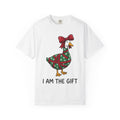 Goose Present Wrap Shirt Christmas Critter Gift Women Animated Tee Gift Wrap T-Shirt Xmas Fan Cartoon Tshirt Creature Graphic Hand Drawn