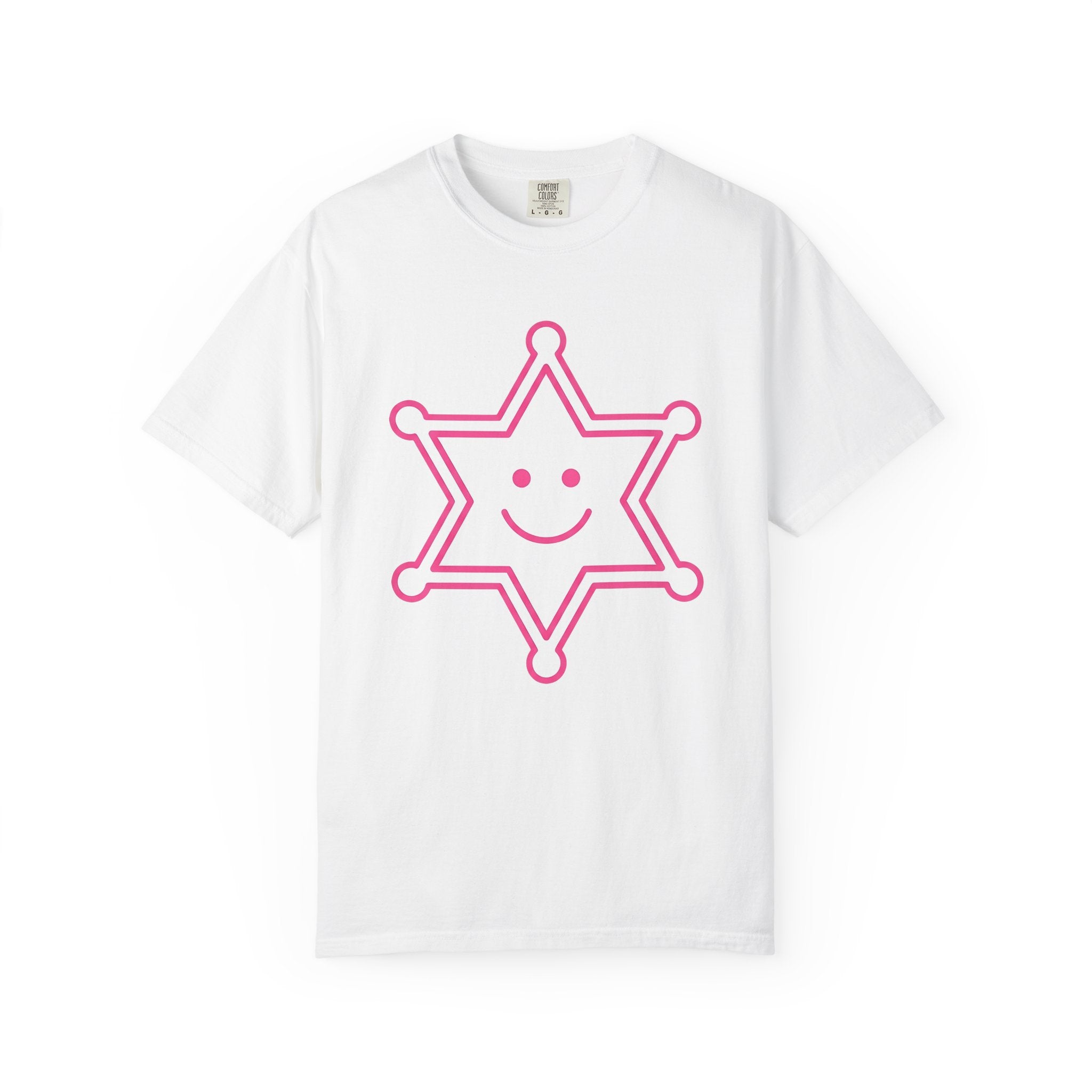 Sheriff Badge Shirt Cowgirl Western Gift Women Minimalist Tee Badge T-Shirt Cowgirl Fan Simple Tshirt Rodeo Graphic Retro Smiley Face Tshirt