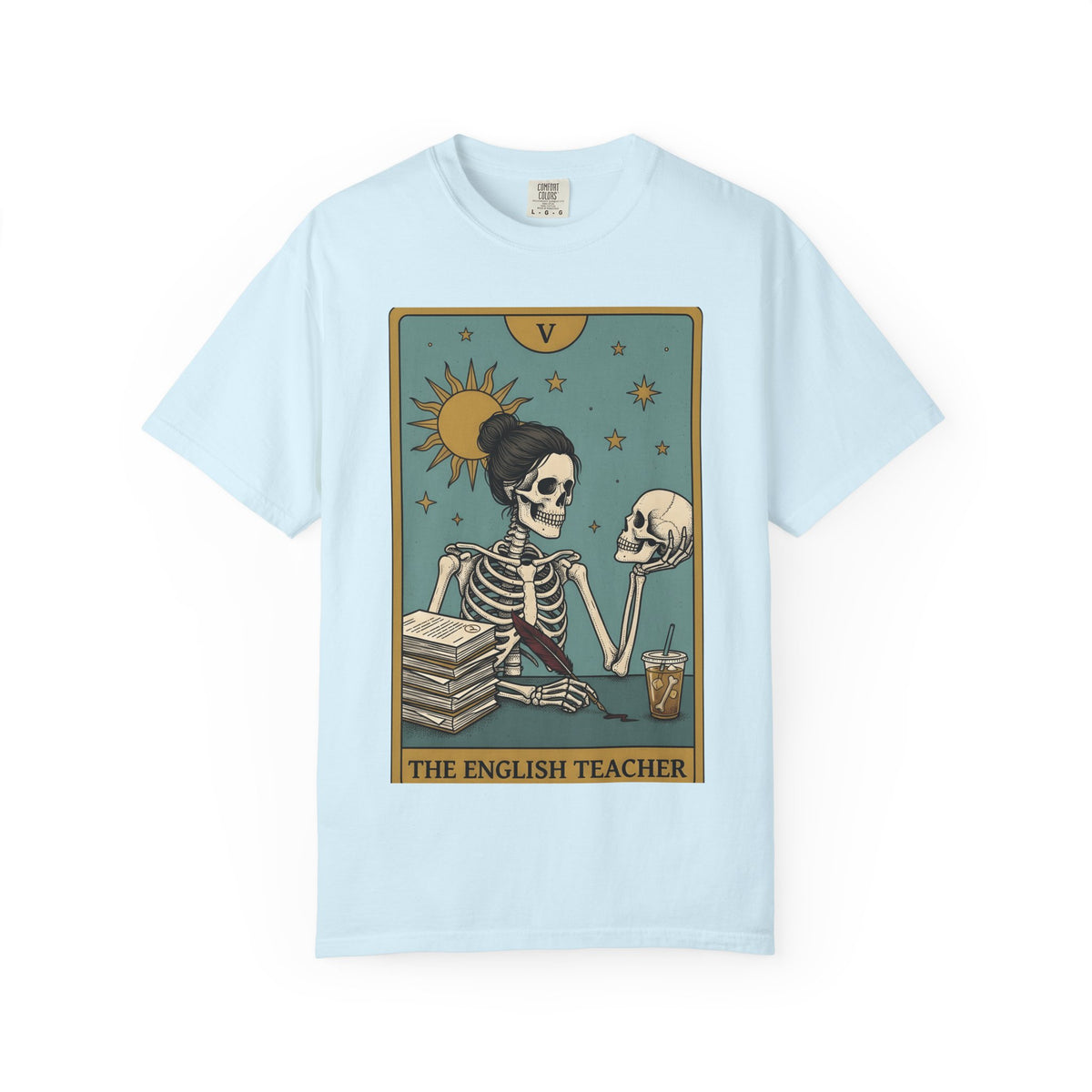 Skeleton Educator Shirt Teachers Spooky Gift Women Divination Card Tee Bone Teacher T-Shirt Educator Enthusiast Tarot Card Tshirt Horror