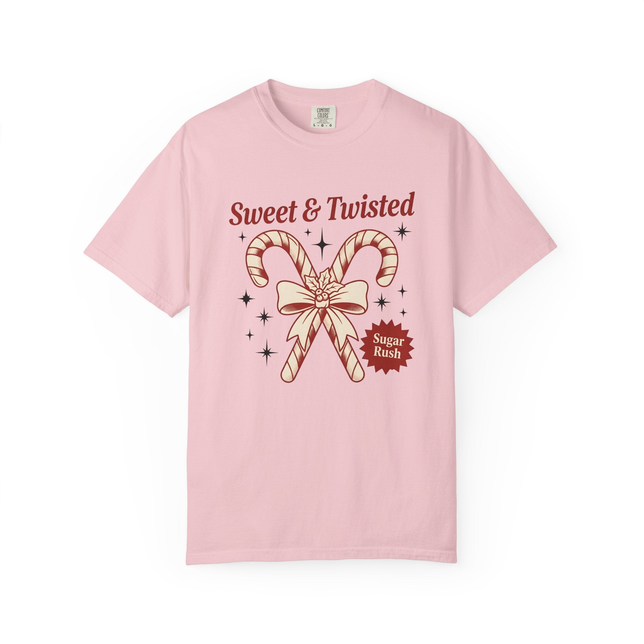 Candy Cane Shirt Christmas Holiday Gift Women Vintage Tee Peppermint T-Shirt Xmas Fan Distressed Tshirt Seasonal Graphic Retro Bow Tshirt