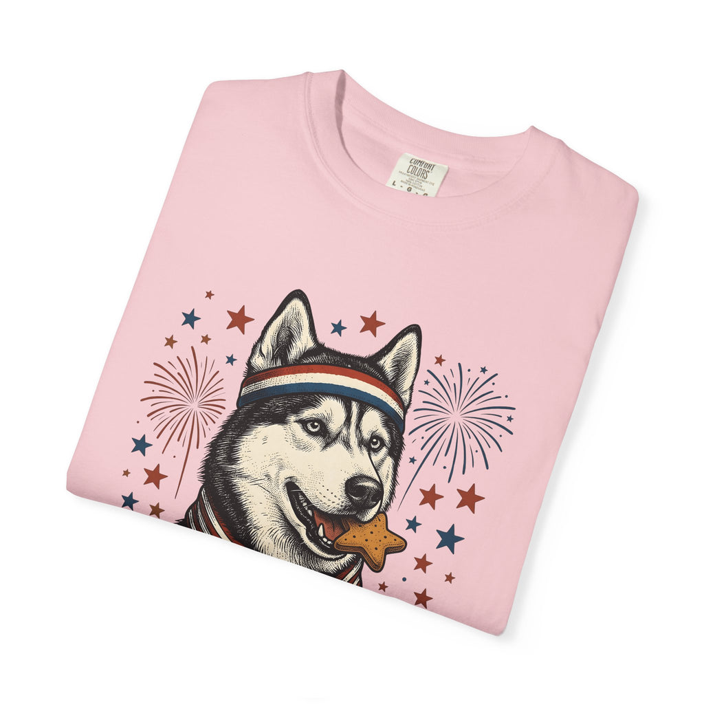 Husky Dog Shirt Dog Patriotic Gift Women Vintage Tee Siberian Husky T-Shirt Dog Fan Husky Graphic Tshirt American Graphic Illustration Star
