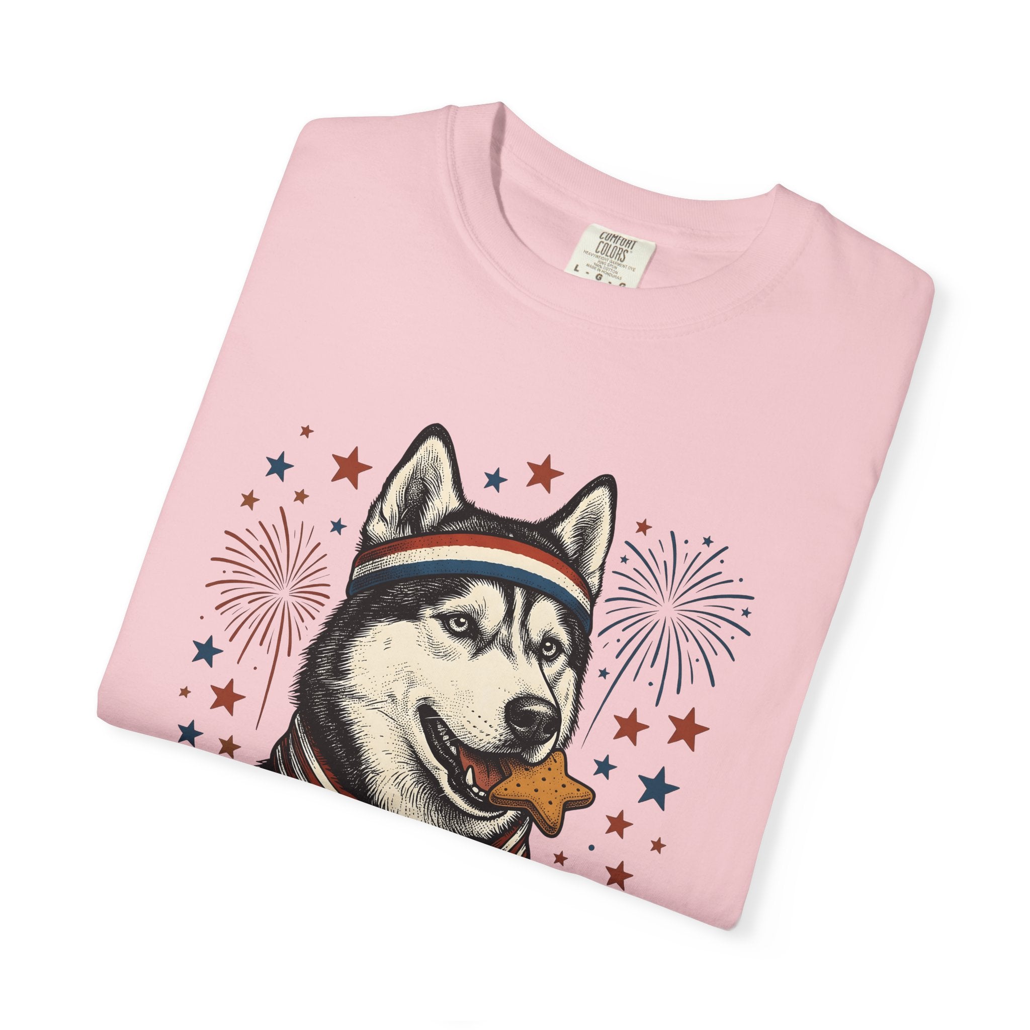 Husky Dog Shirt Dog Patriotic Gift Women Vintage Tee Siberian Husky T-Shirt Dog Fan Husky Graphic Tshirt American Graphic Illustration Star