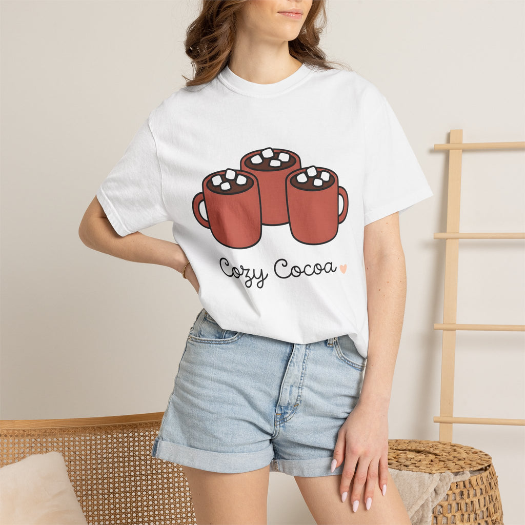 Cocoa Cups Shirt Drinks Cold Season Gift Women Kawaii Tee Hot Chocolate T-Shirt Beverage Fan Cocoa Tshirt Winter Graphic Simple Fluffy