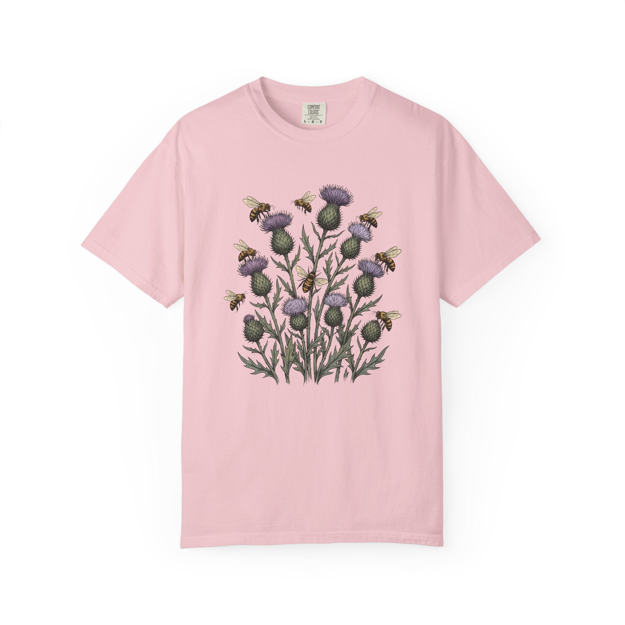 Bumblebee Thistle Shirt Cottagecore Wildlife Gift Women Garden Tee Thistle T-Shirt Cottage Fan Rustic Tshirt Animal Graphic Retro Field