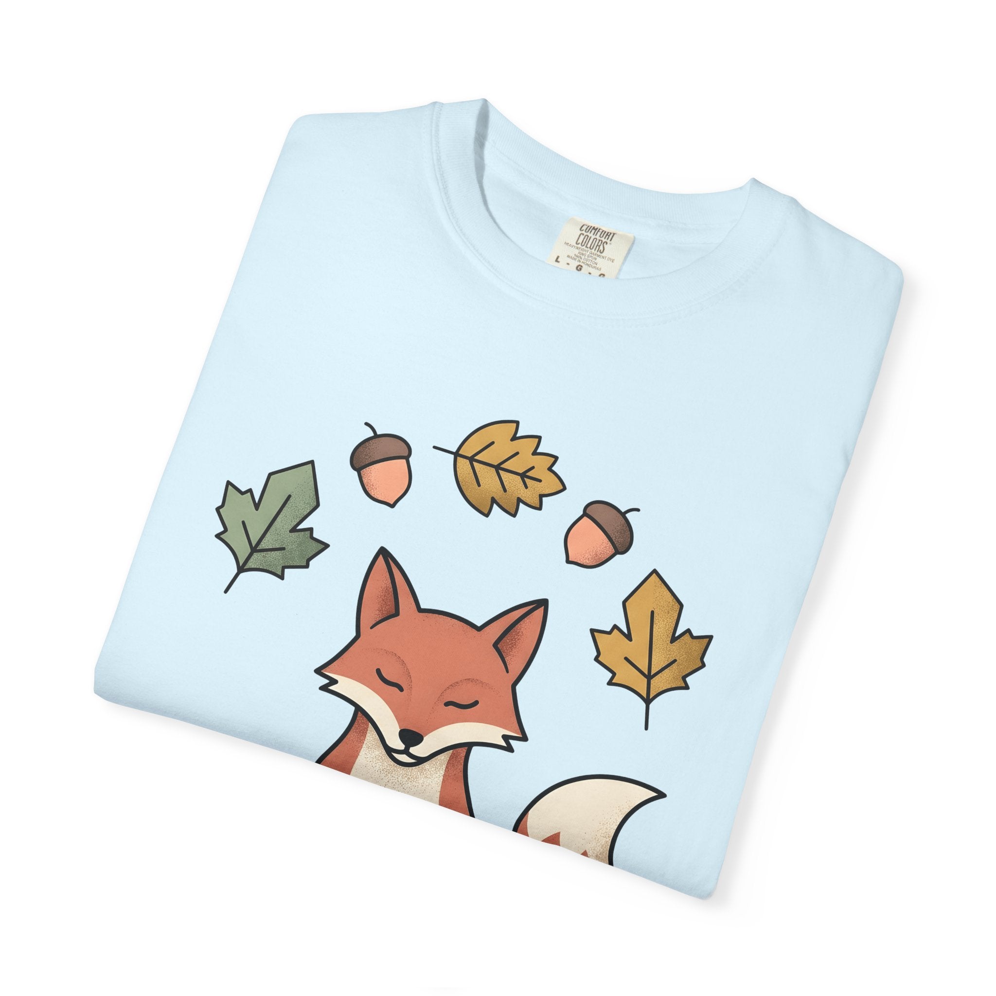 Calm Fox Shirt Yoga Enthusiast Pets Gift Women Cartoon Tee Fox T-Shirt Yogi Fan Comic Tshirt Animal Graphic Line Art Orange Leaves Tshirt