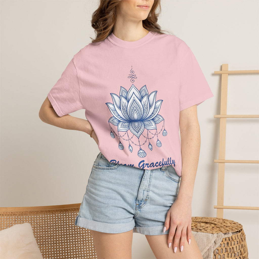 Sacred Lotus Shirt Boho Chic Mindfulness Gift Women Geometric Tee Lotus T-Shirt Bohemian Enthusiast Abstract Tshirt Meditation Graphic Ink