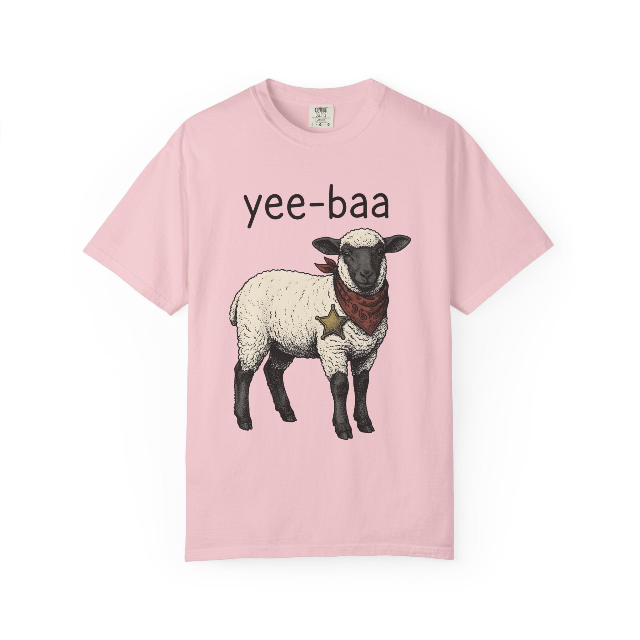 Cowboy Sheep Shirt Easter Animal Gift Women Vintage Tee Ram T-Shirt Easter Fan Creature Graphic Tshirt Hand Drawn Sheriff Badge Tshirt