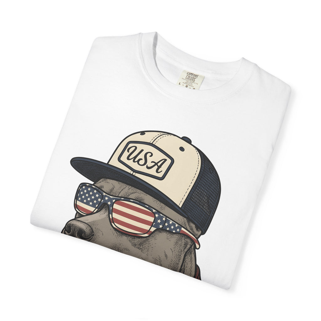 Flag Dog Shirt Dog America Gift Women Classic Tee Bulldog T-Shirt Dog Fan Puppy Tshirt Patriotic Graphic Line Art Specs Tshirt