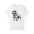 Dachshund Puppy Shirt Dog Pets Gift Women Retro Tee Wiener Dog T-Shirt Dog Fan Sausage Dog Tshirt Animal Graphic Sketch Neck Wrap Tshirt