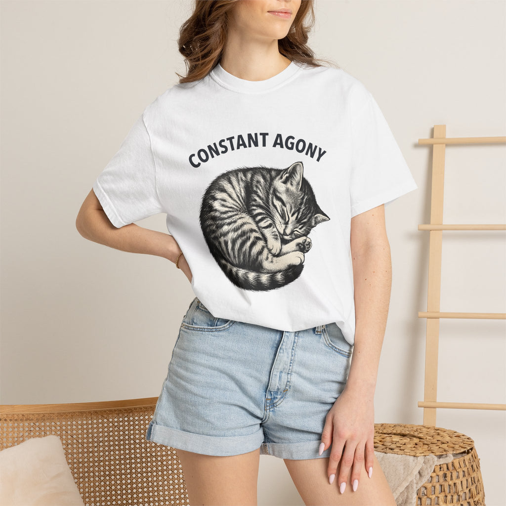 Sleeping Kitten Shirt Cat Pet Gift Women Sketch Tee Kitten T-Shirt Cat Fan Drawing Graphic Pet Design Retro Pattern Tshirt