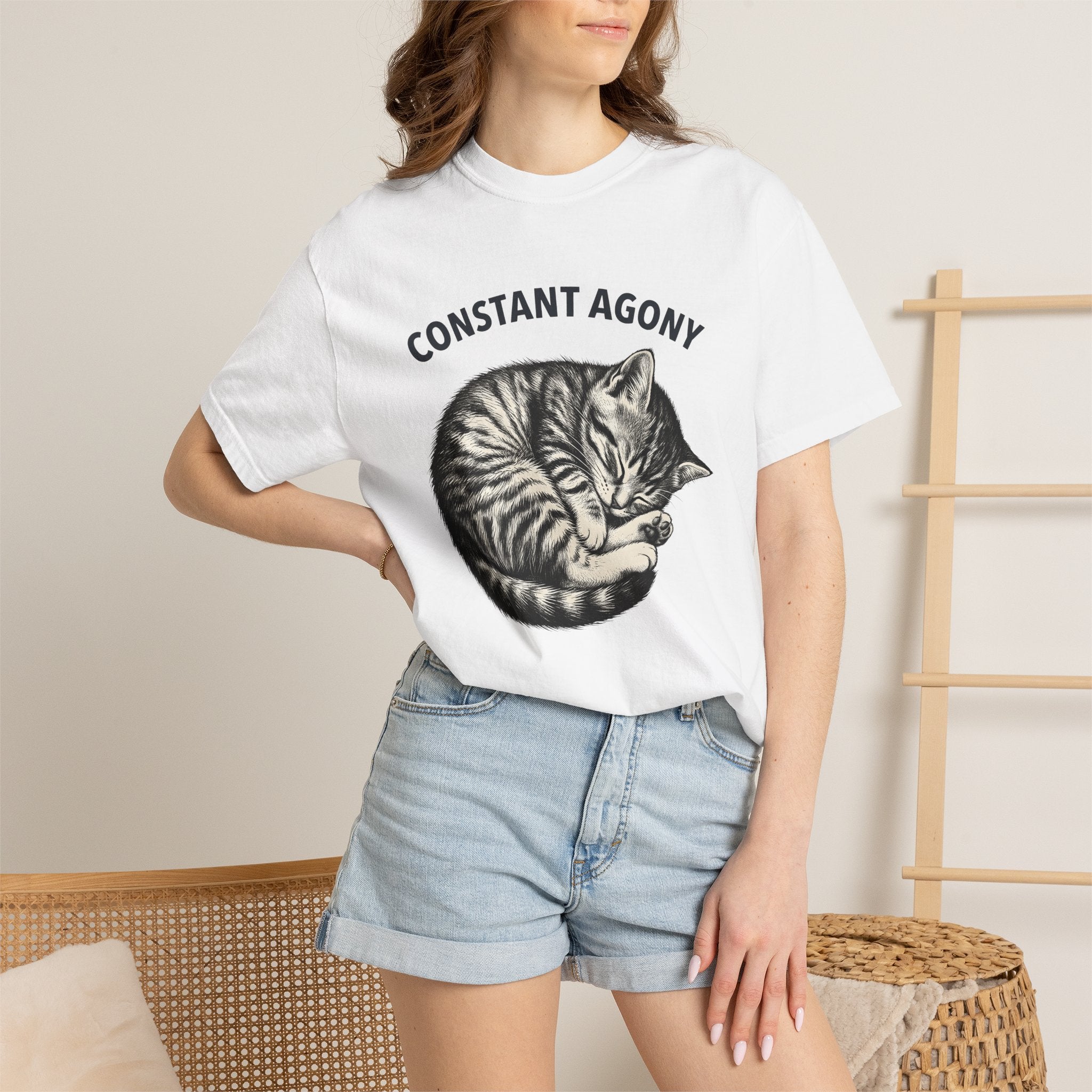 Sleeping Kitten Shirt Cat Pet Gift Women Sketch Tee Kitten T-Shirt Cat Fan Drawing Graphic Pet Design Retro Pattern Tshirt