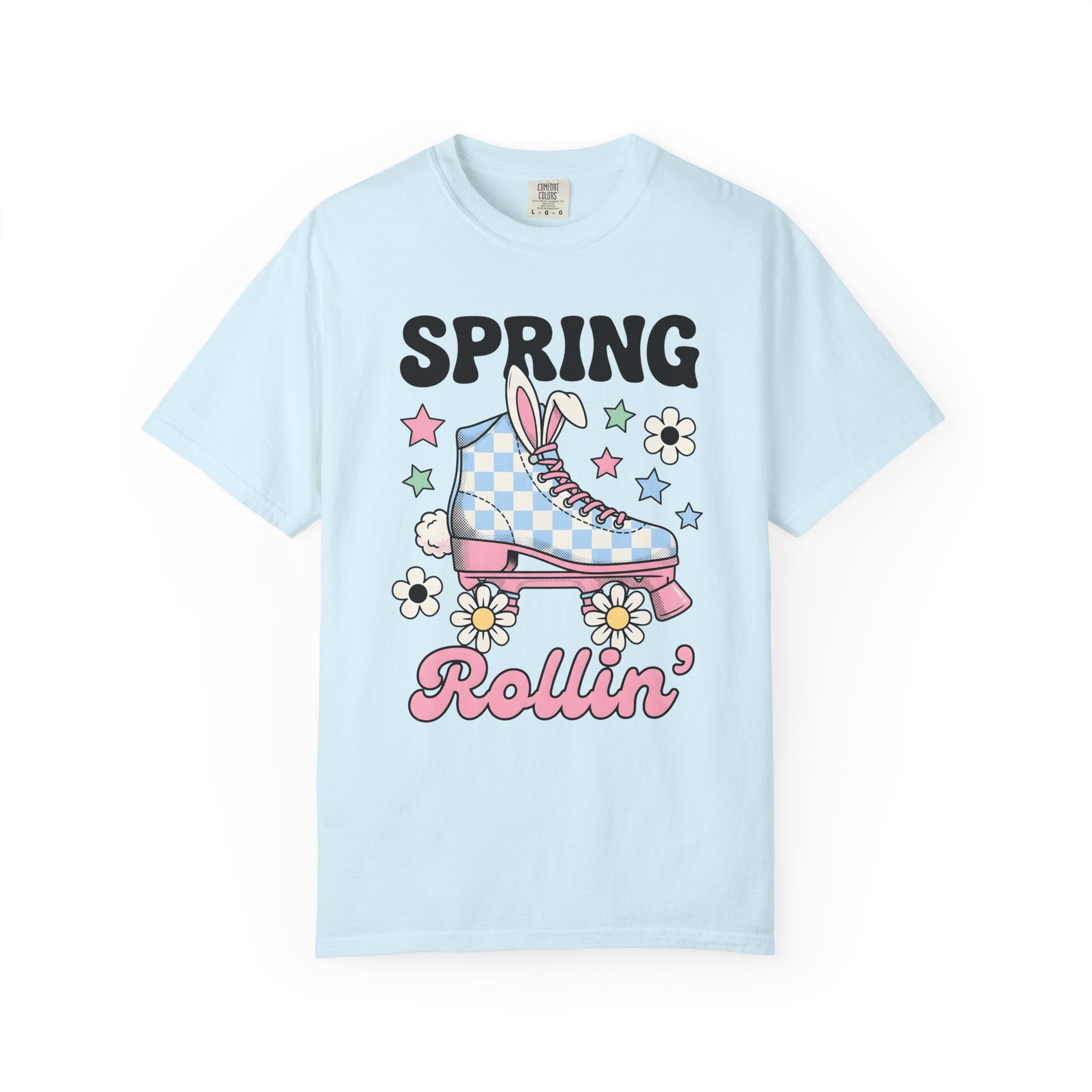 Bunny Skate Shirt Easter Plants Gift Women Classic Tee Rabbit Skate T-Shirt Easter Fan Spring Tshirt Vintage Illustration Floral Graphic