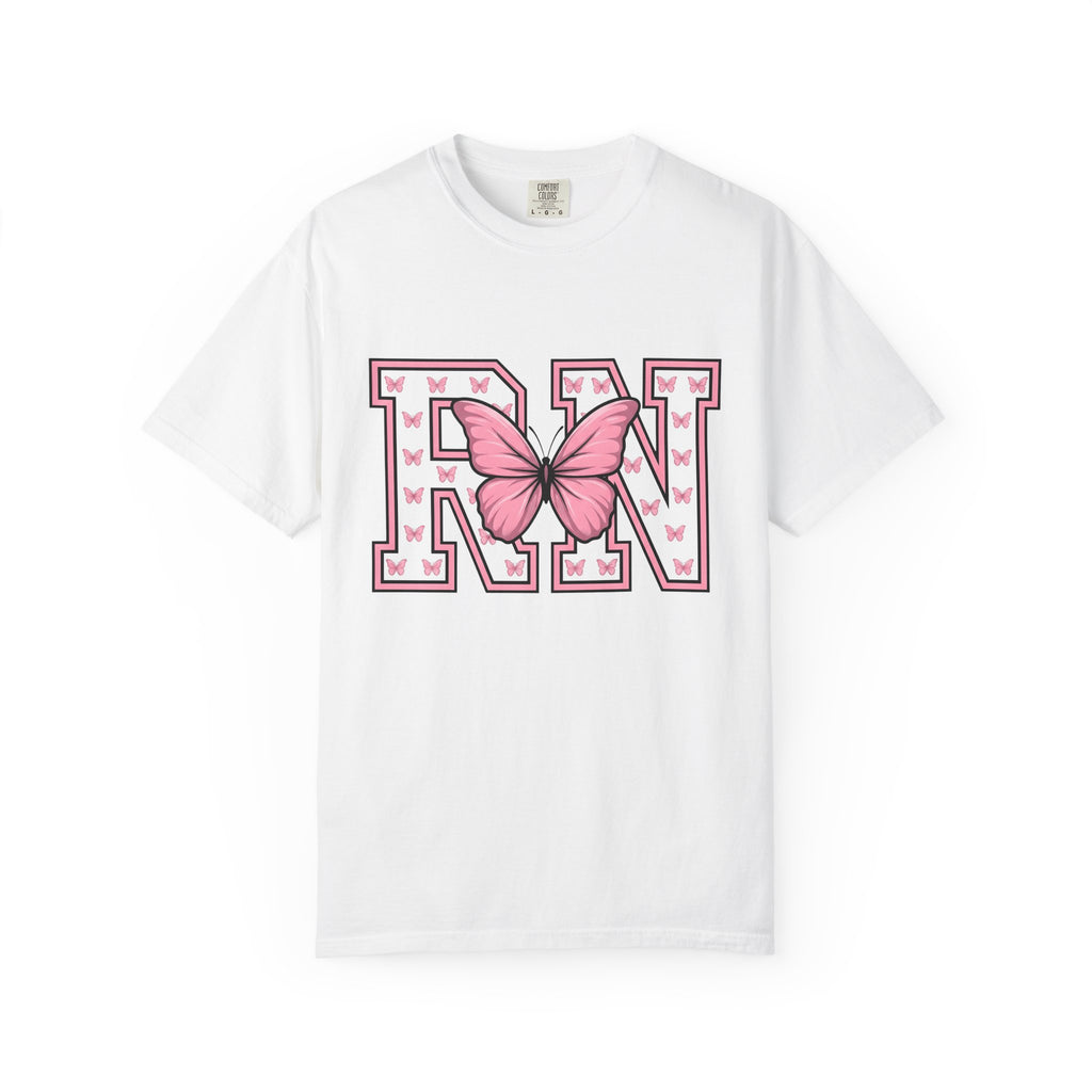Butterfly Lettering Shirt Nurses Garden Gift Women Thick Tee Typography T-Shirt Nurse Enthusiast Handwriting Tshirt Gardening Graphic