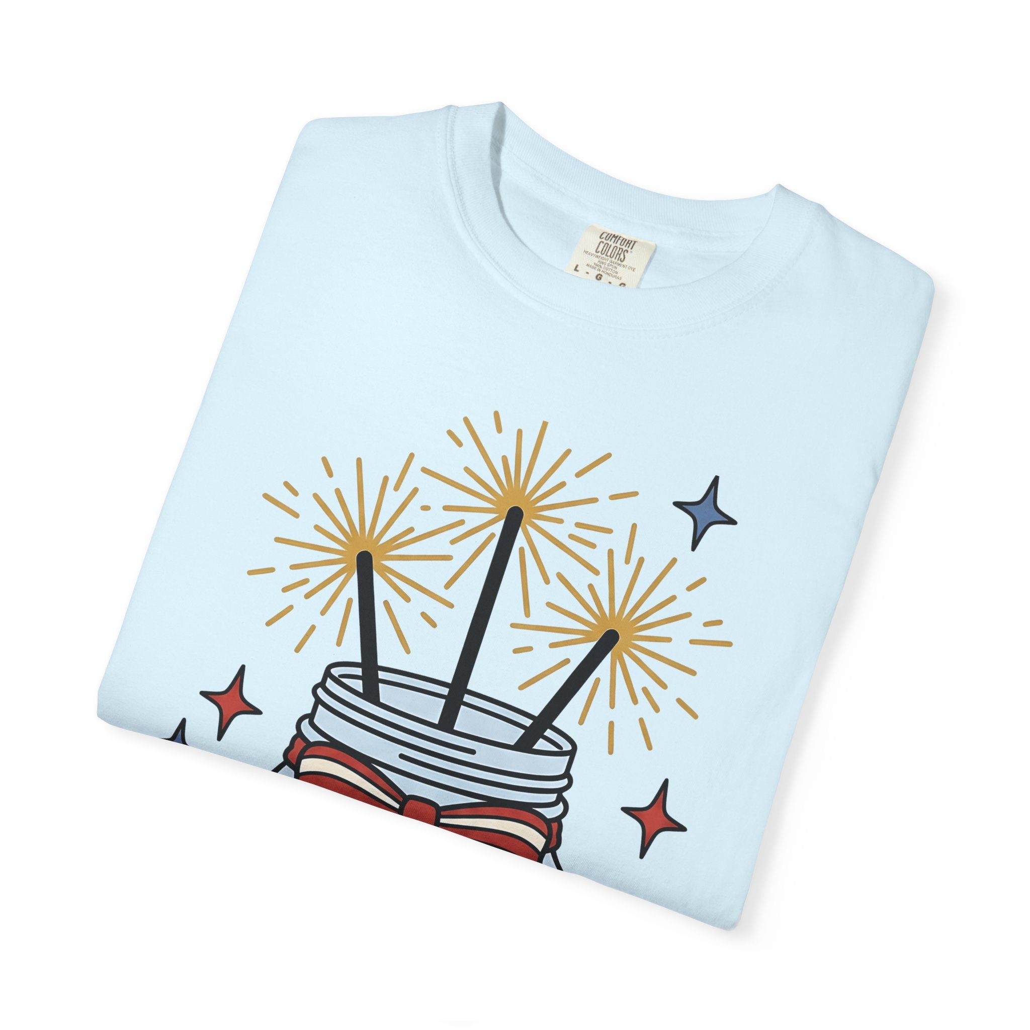 Glass Jar Sparkler Shirt America 4Th Of July Festival Gift Women Cartoon Tee Sparkler T-Shirt Patriot Fan Comic Tshirt Celebration Graphic