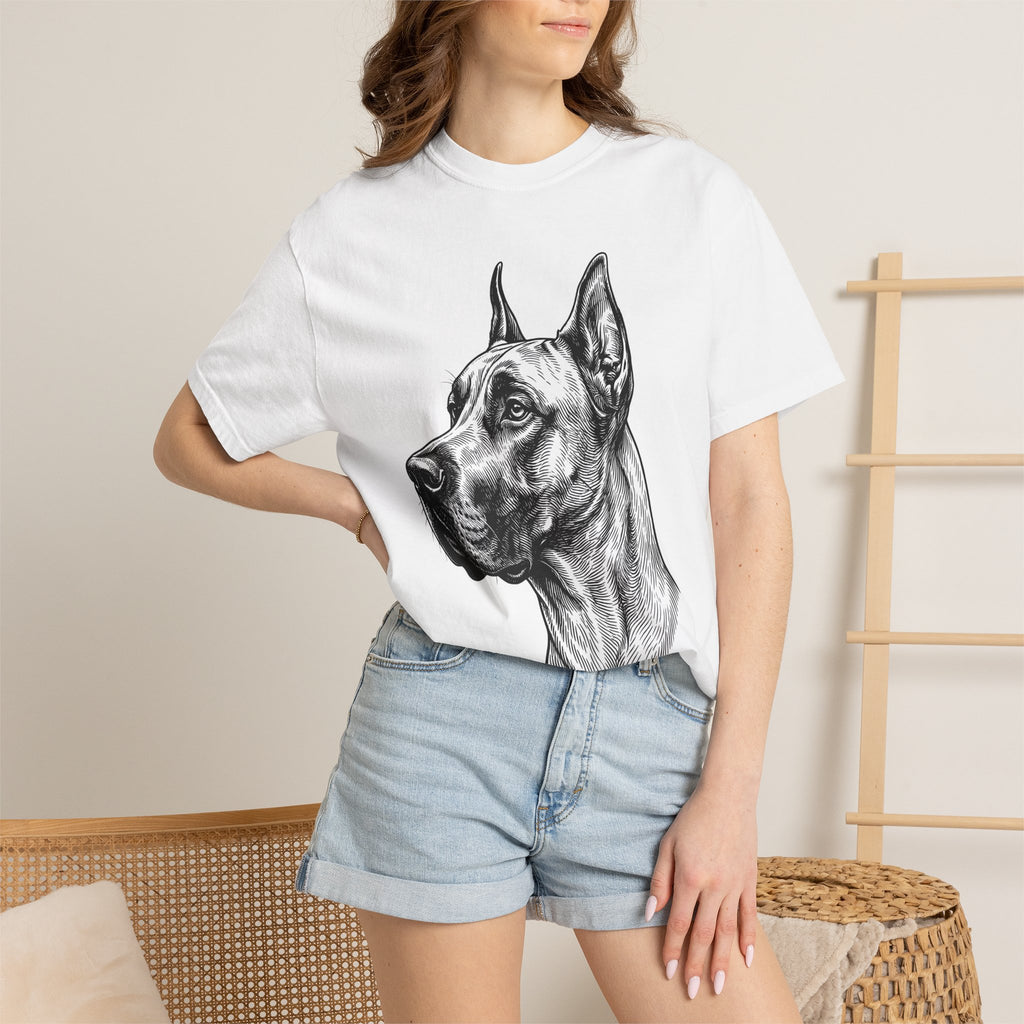 Great Dane Dog Shirt Dog Animals Gift Women Sketch Tee Dane T-Shirt Dog Fan Puppy Tshirt Creature Graphic Retro Dog Face Tshirt